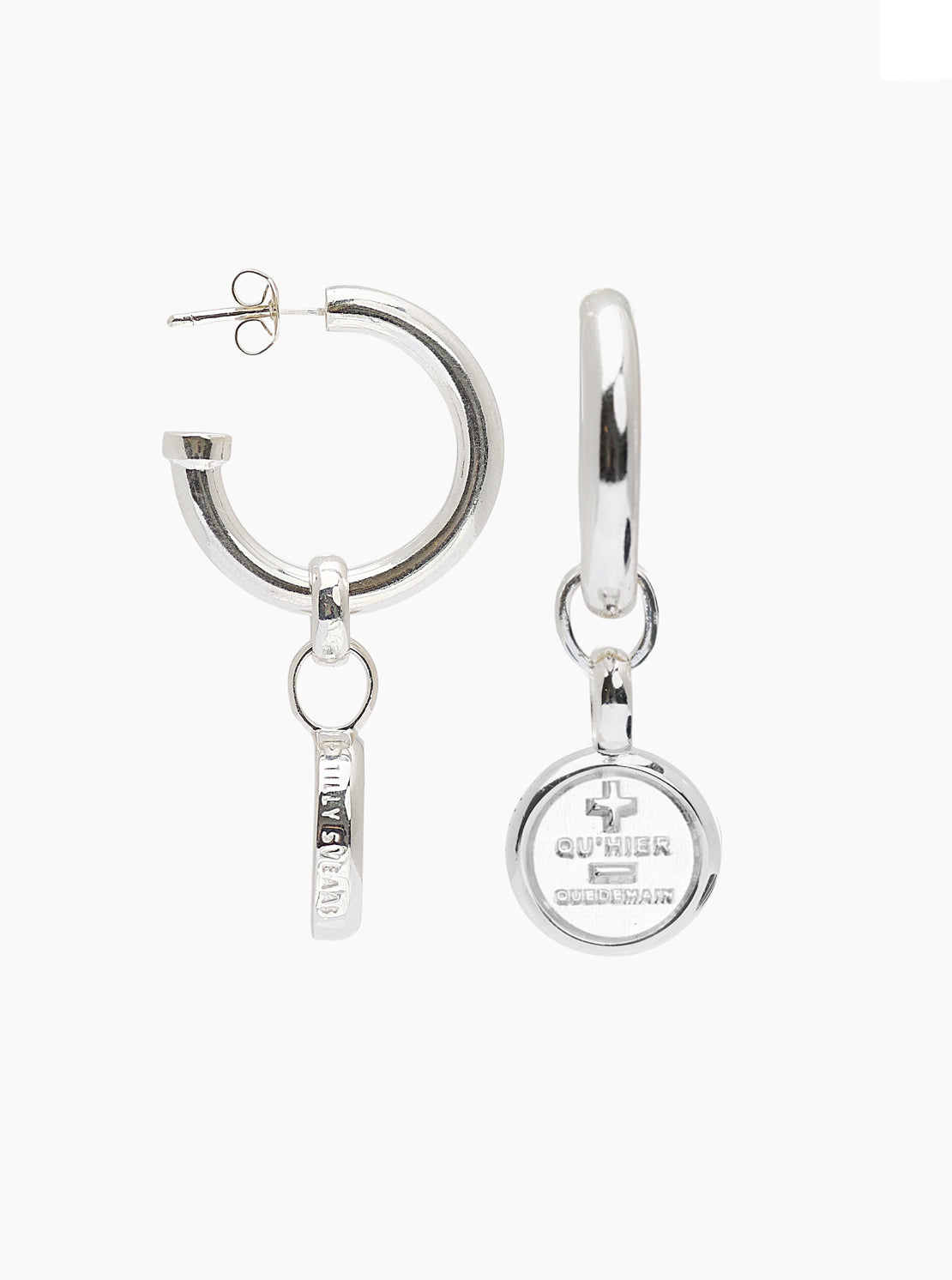 Silver Que Demain Disc Earrings