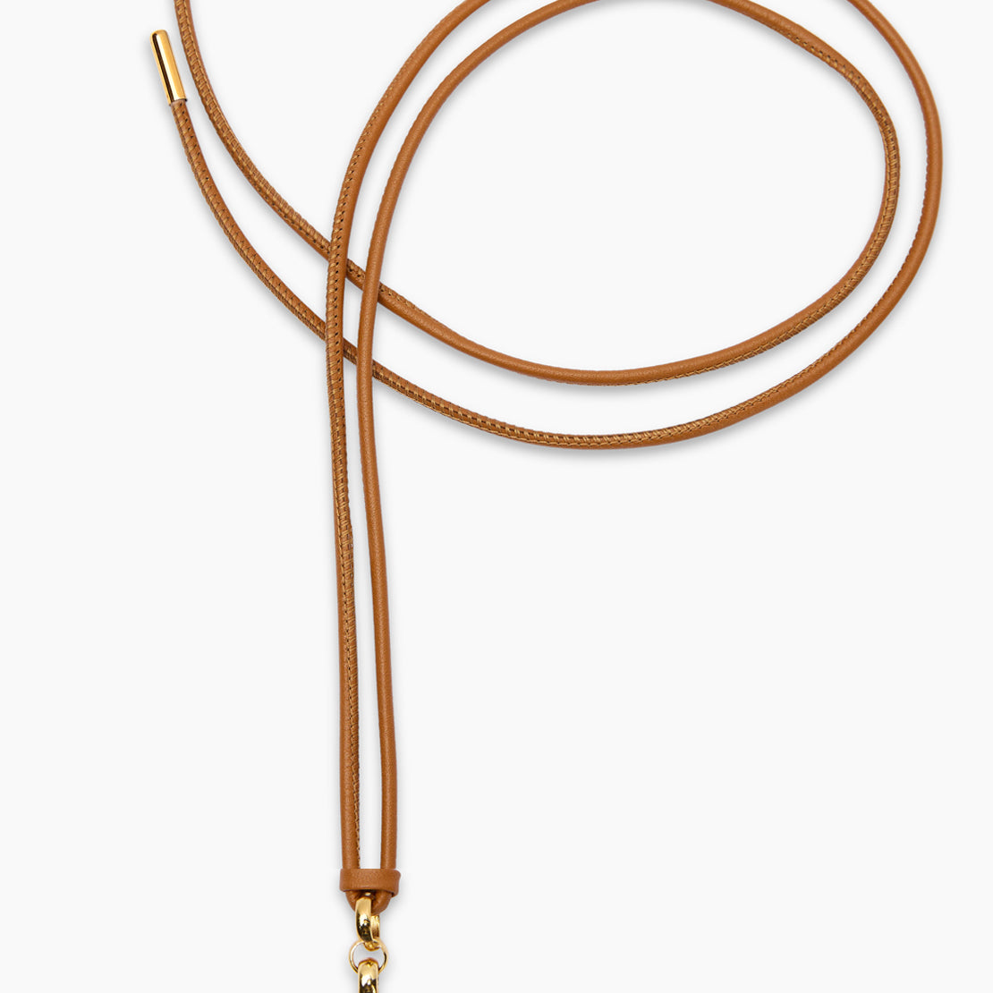 Medium Gold T-Bar on Tan Leather Necklace