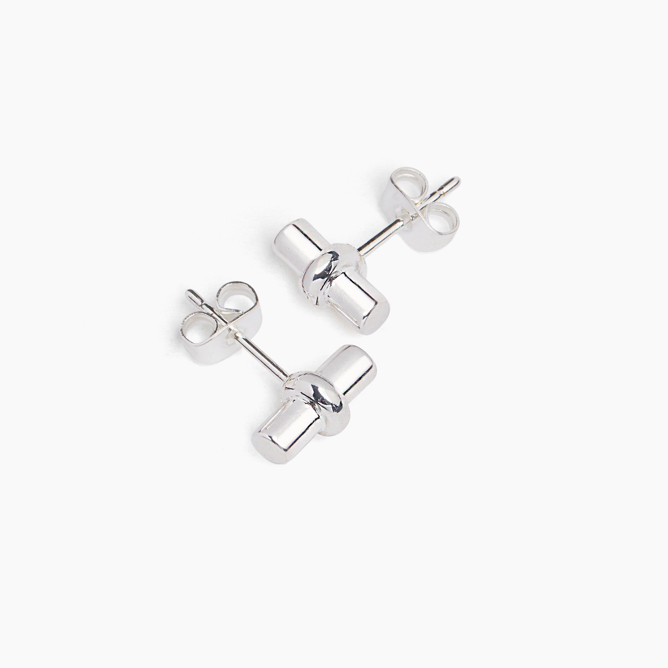 Tiny Silver T-Bar Stud Earrings