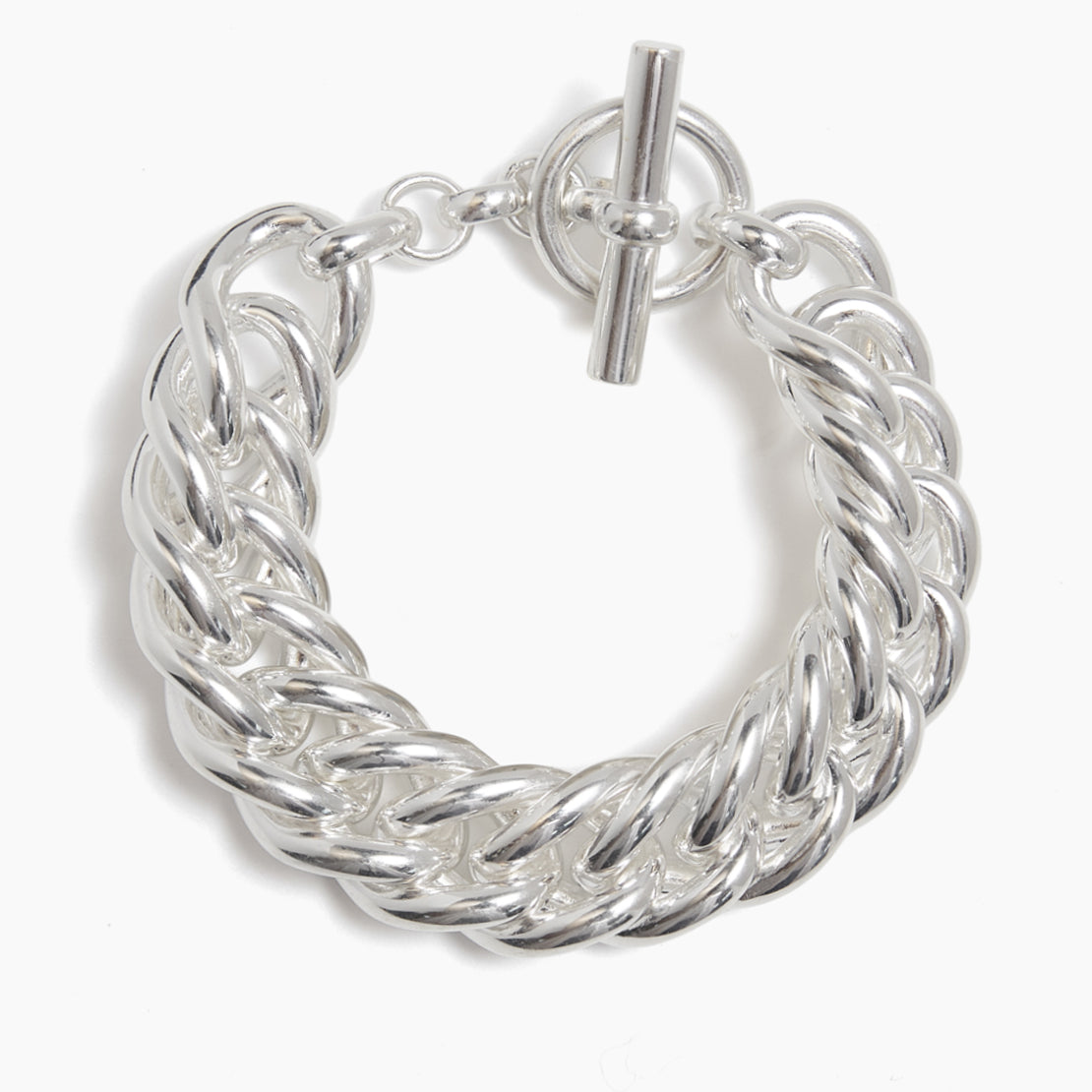 Giant Silver-Plate Curb Link Bracelet