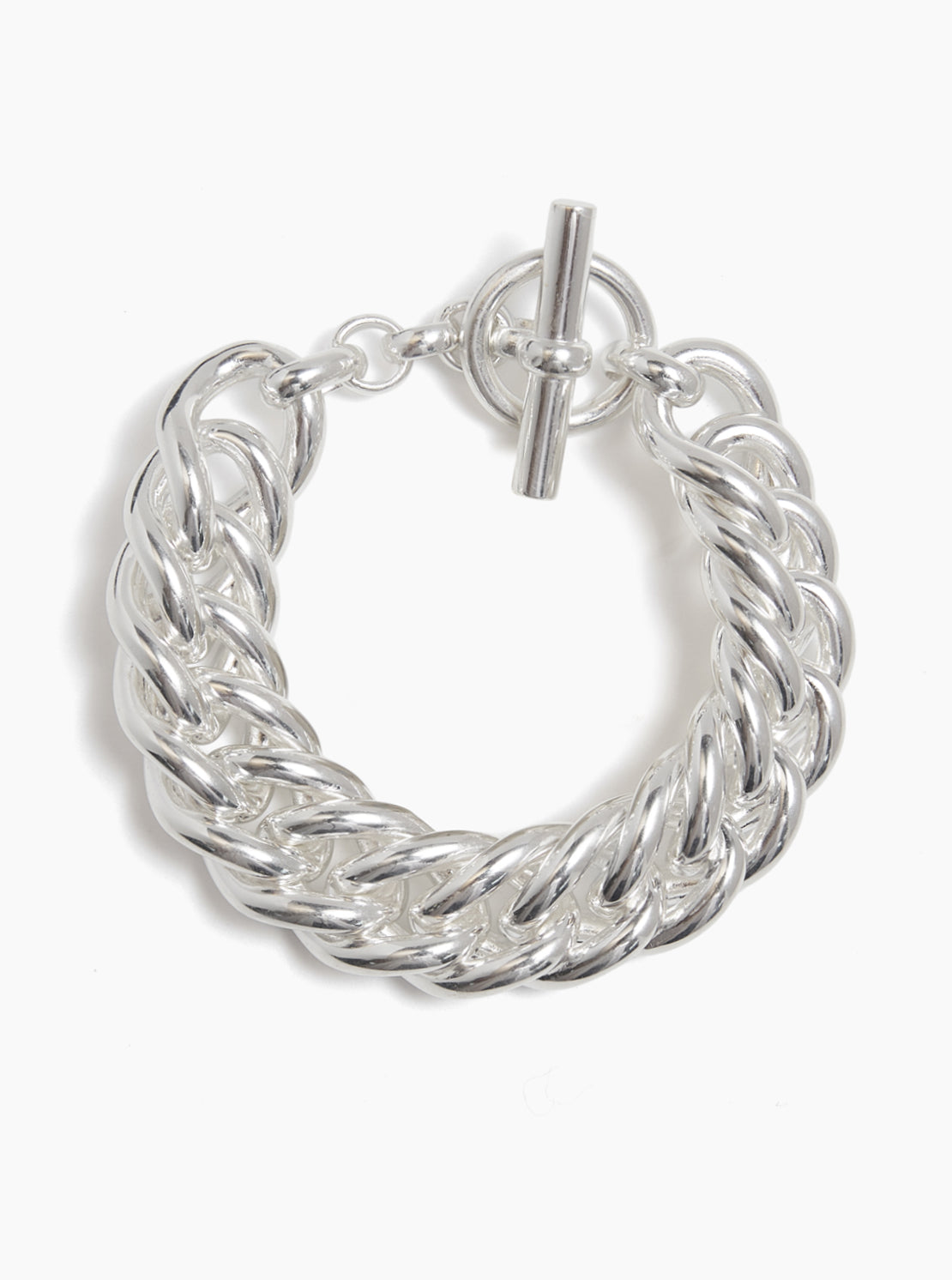 Giant Silver-Plate Curb Link Bracelet
