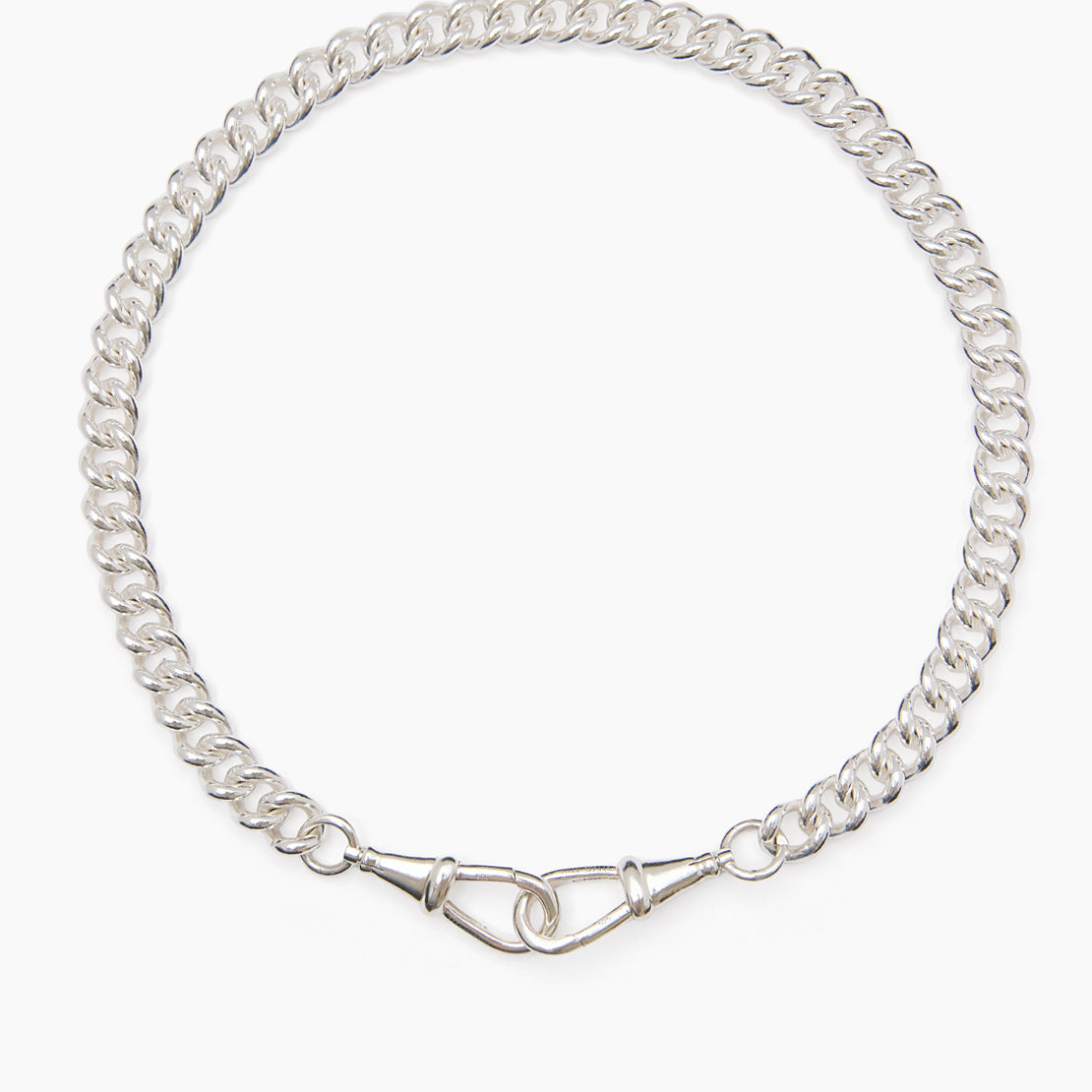 Large Silver Curb Clipt Necklace