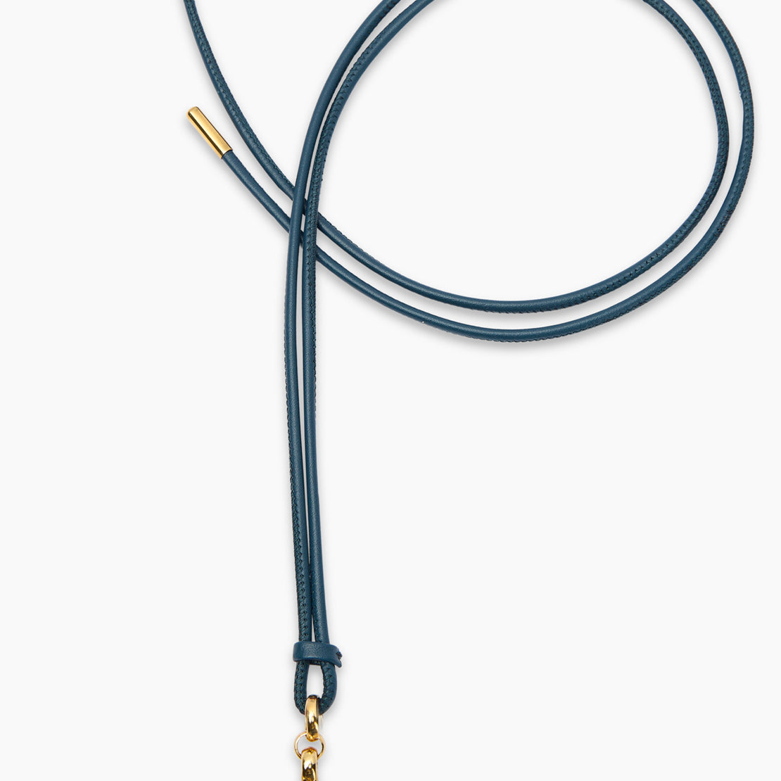 Medium Gold T-Bar on Navy Leather Necklace