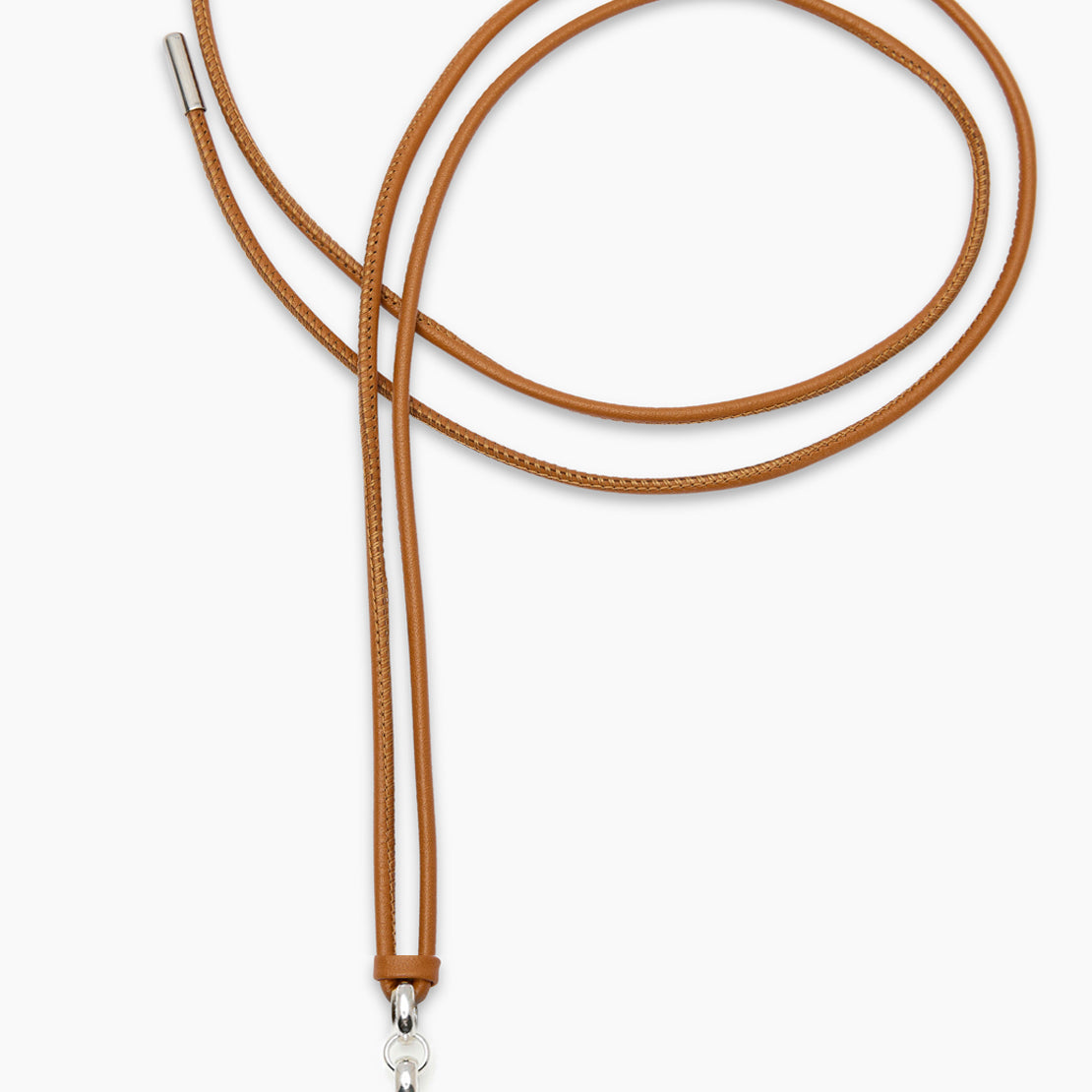 Medium Silver T-Bar on Tan Leather Necklace