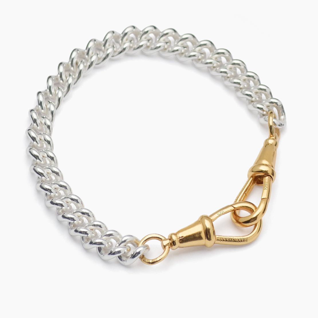 Medium Silver and Gold Curb Clipt Bracelet