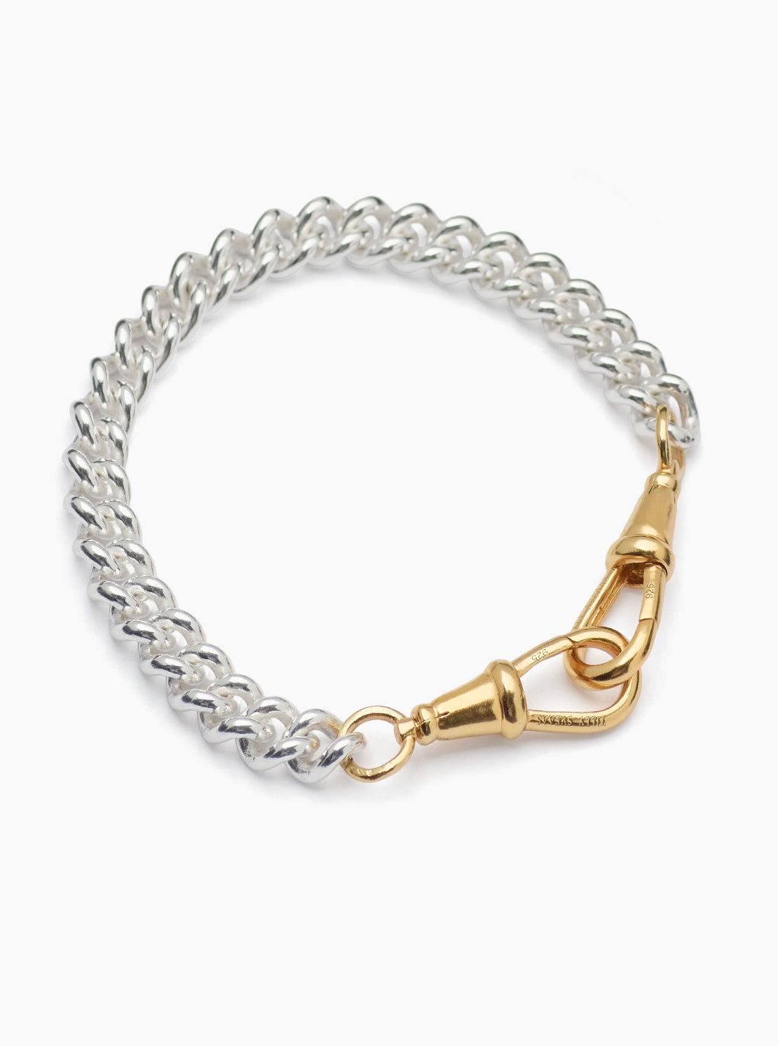 Medium Silver and Gold Curb Clipt Bracelet