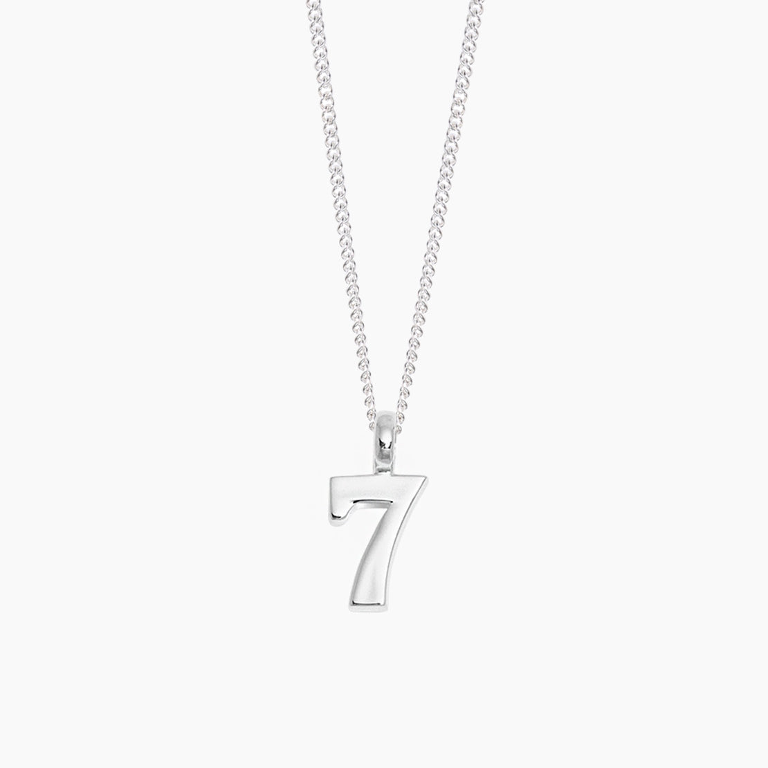 Silver Lucky No 7 On Fine Curb Chain