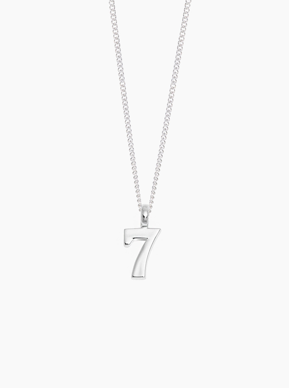 Silver Lucky No 7 On Fine Curb Chain