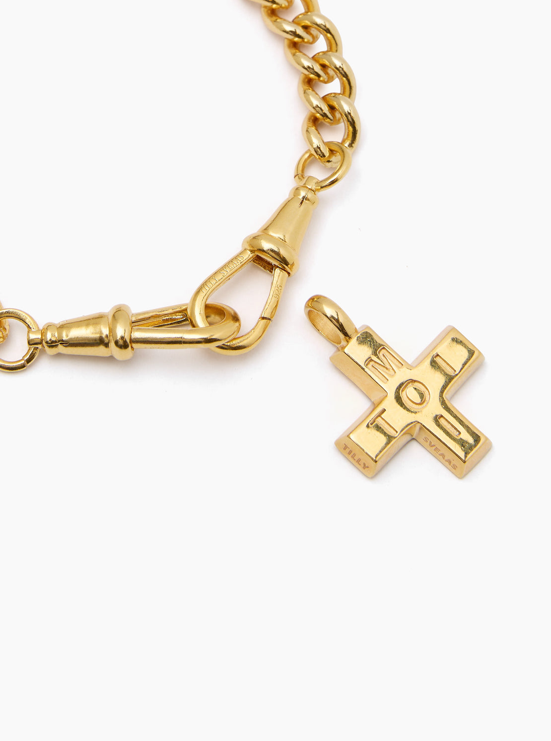 Large Gold Moi + Toi on Medium Curb Clipt Bracelet