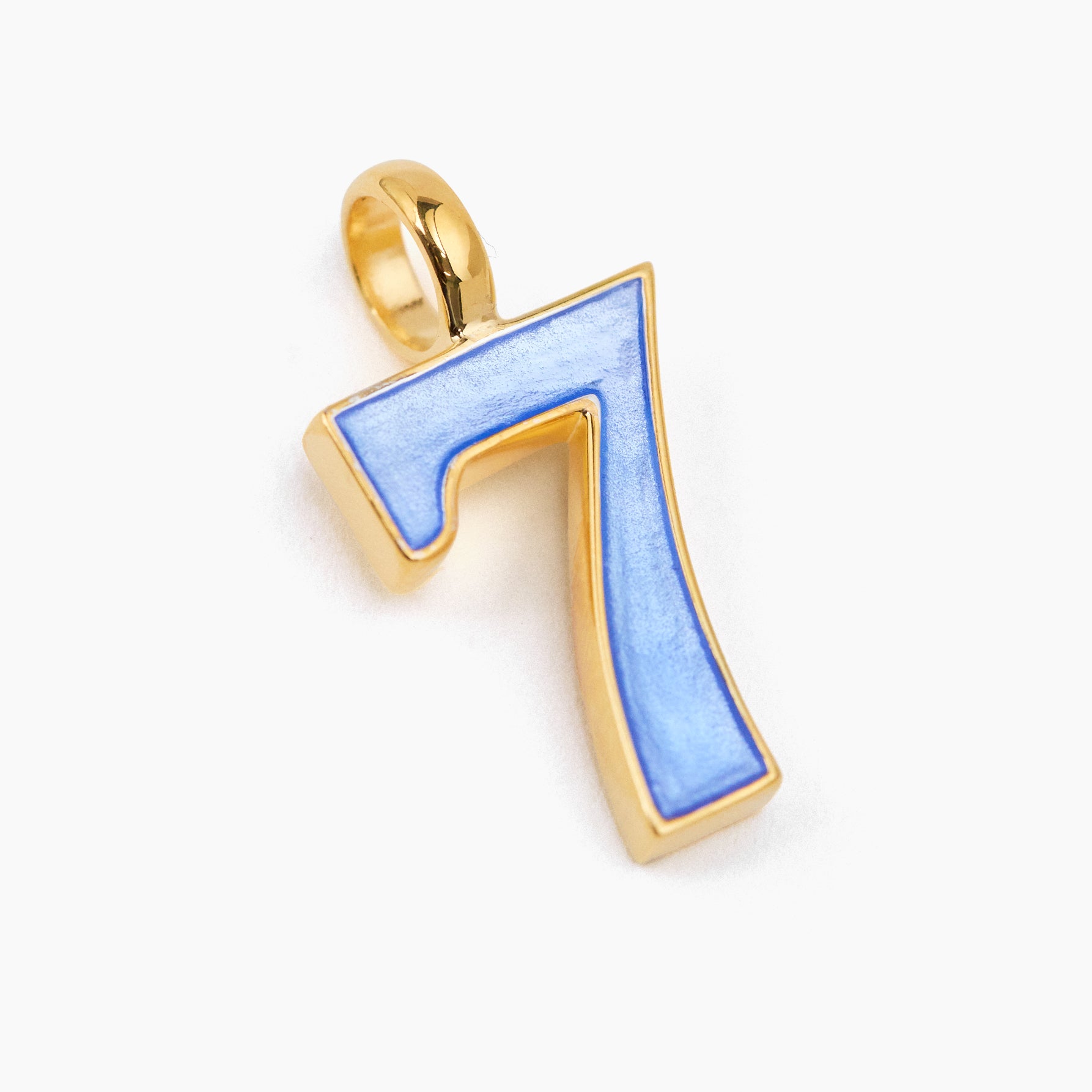 Large Gold Enamel 7 Charm