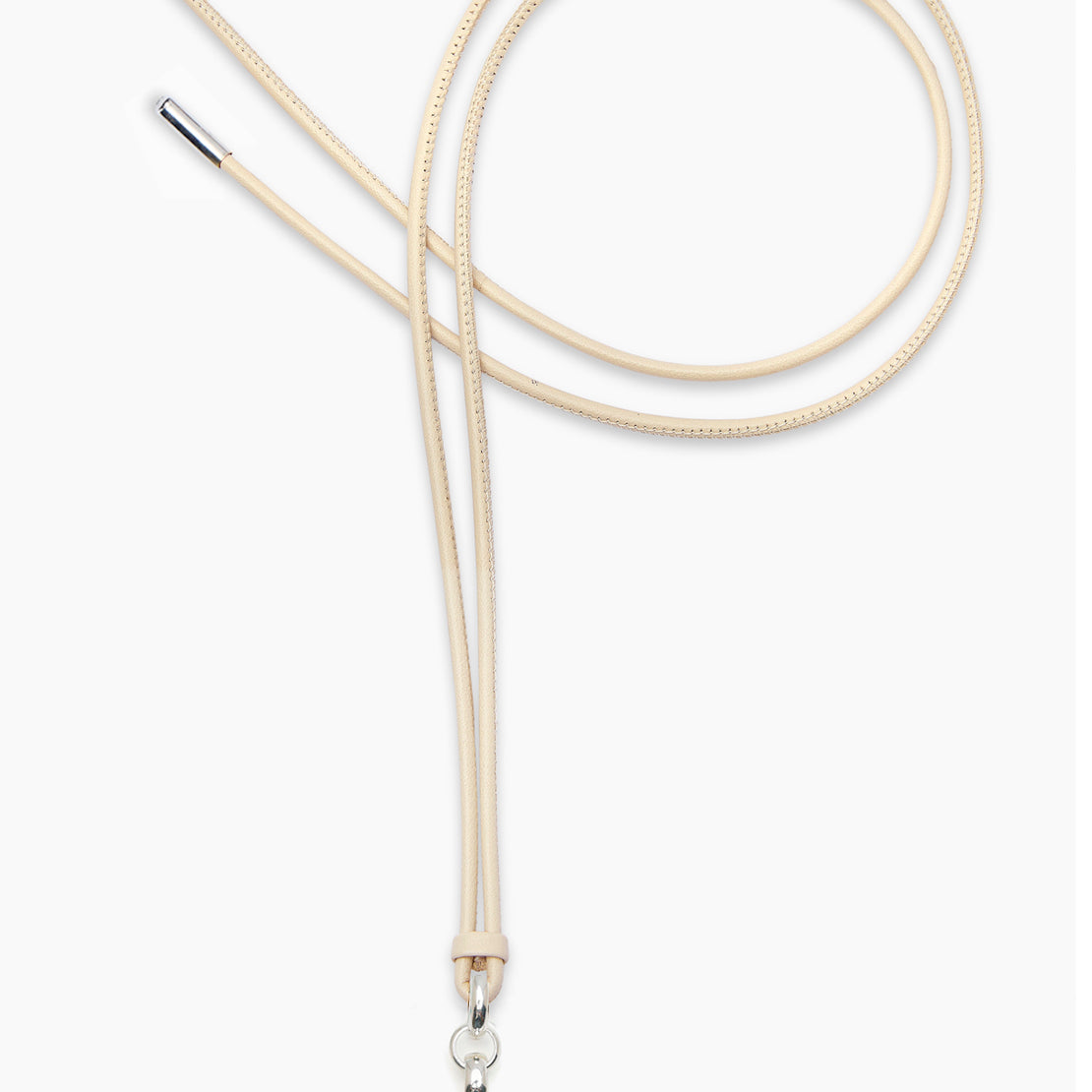 Giant Silver T-Bar on Champagne Leather Necklace