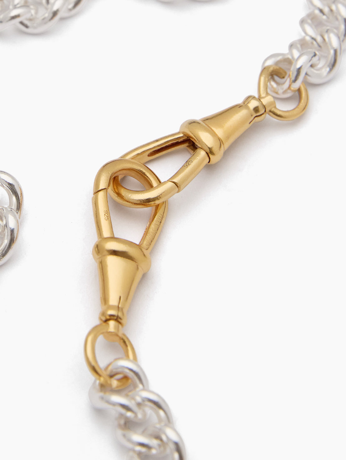 Large Silver and Gold Curb Clipt Necklace
