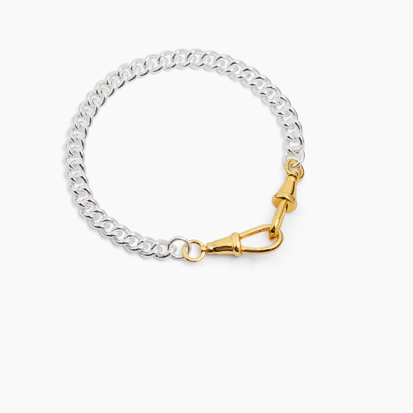 Slim Silver and Gold Curb Clipt Bracelet