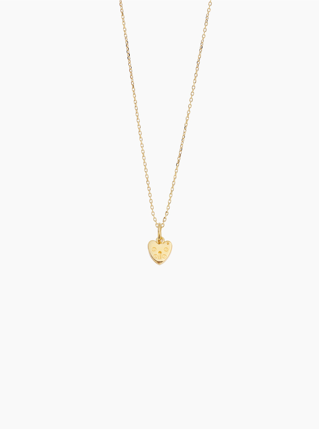 Gold heart-shaped padlock pendant on fine trace chain