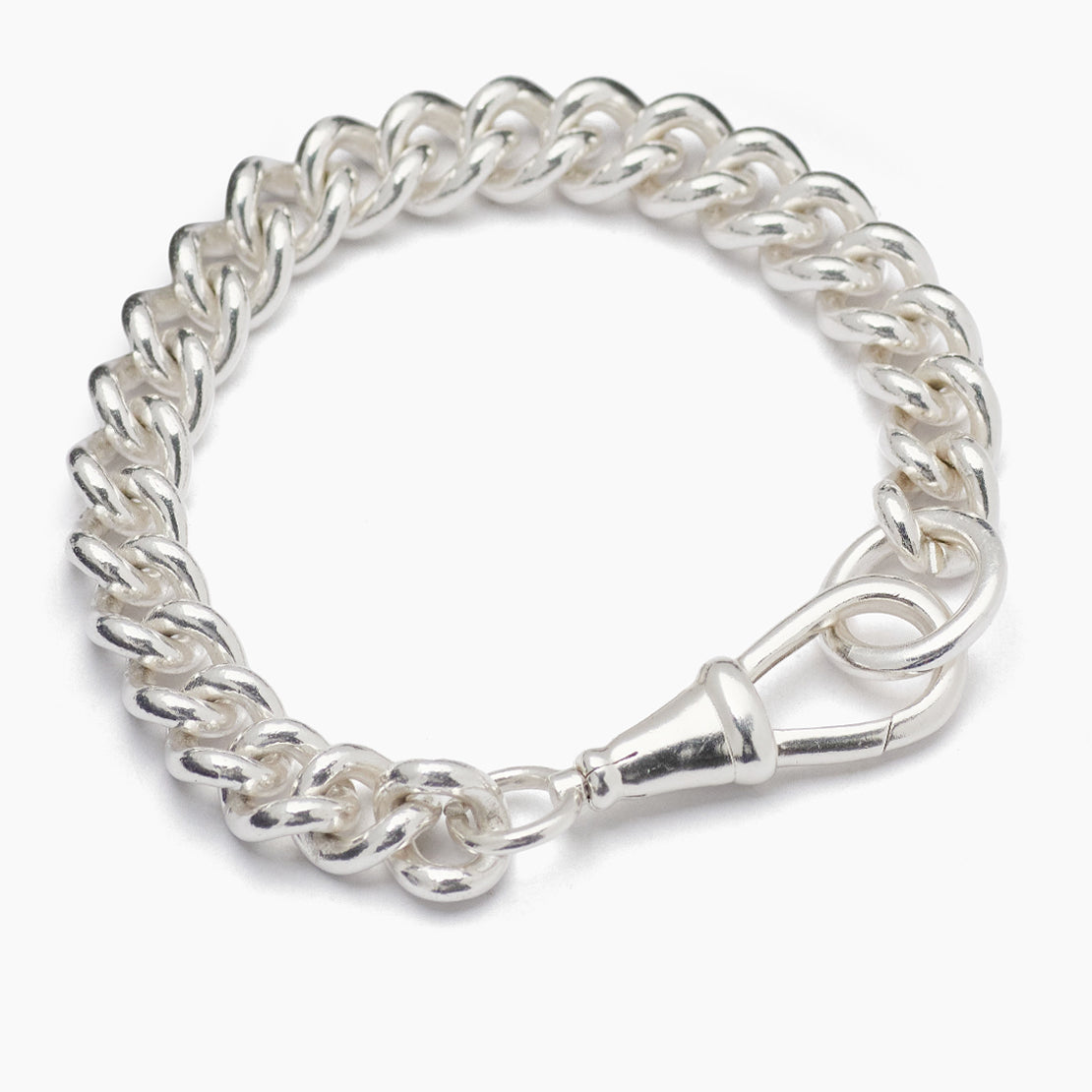Large Silver Curb Clipt Bracelet