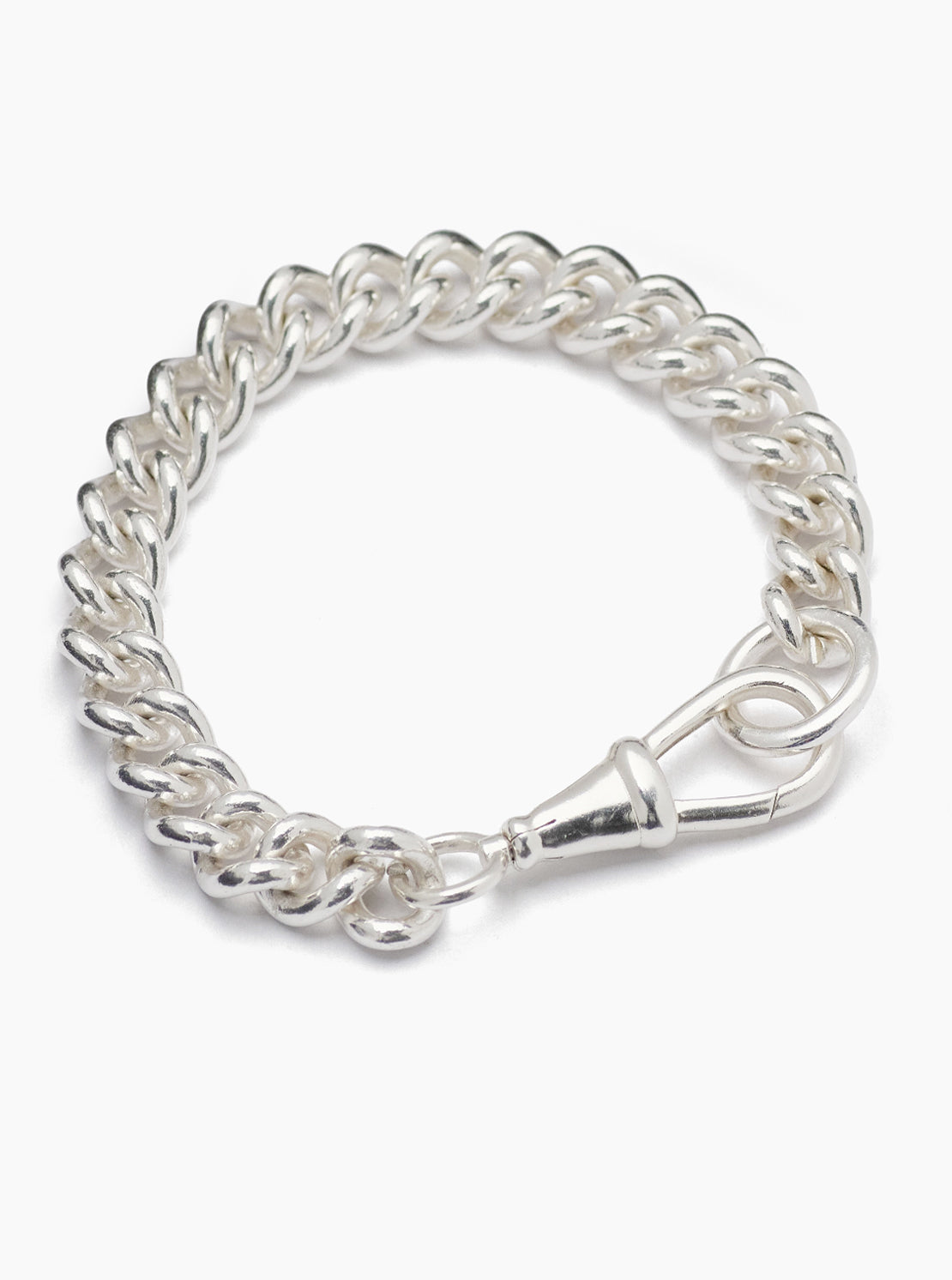 Large Silver Curb Clipt Bracelet