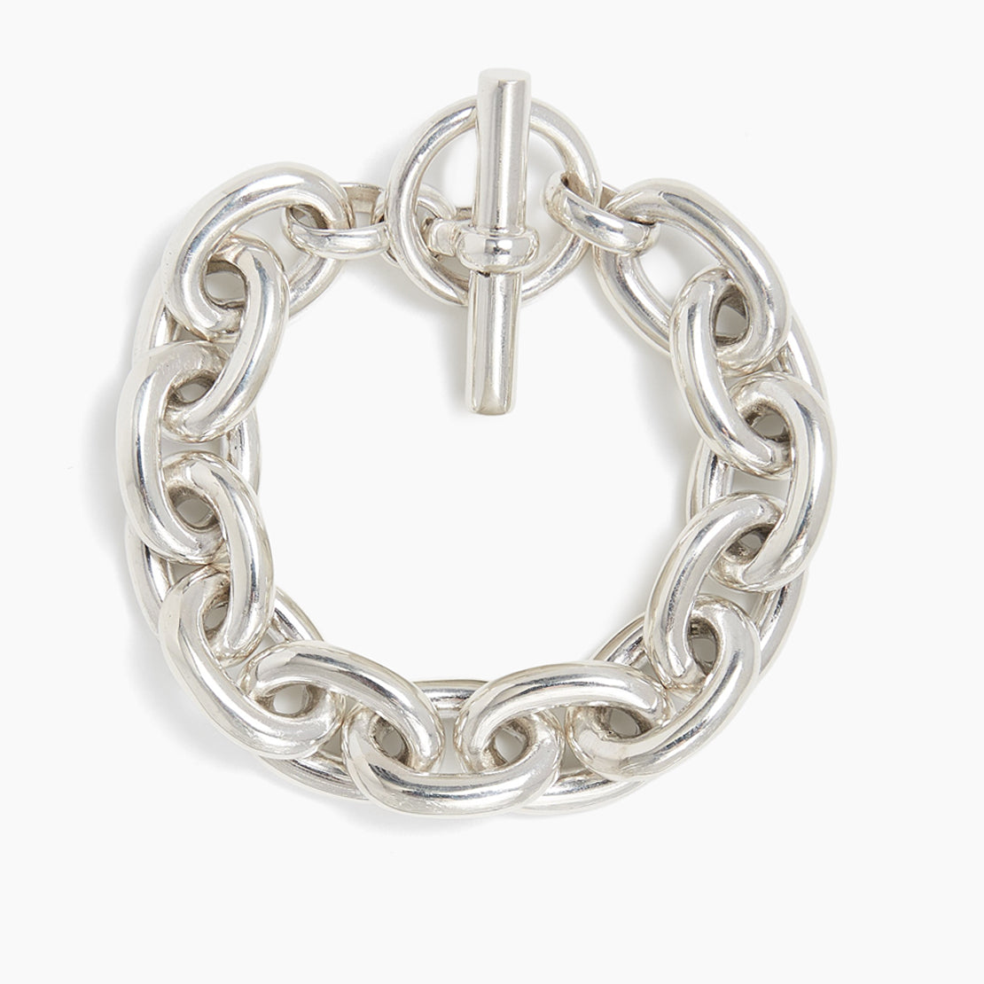 Large Silver Round Linked Bracelet