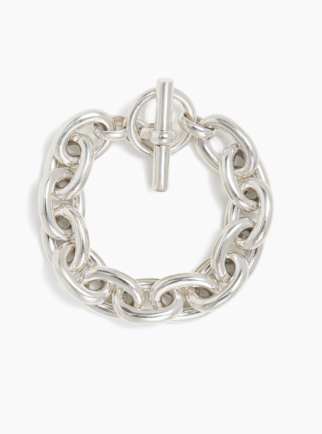 Large Silver Round Linked Bracelet