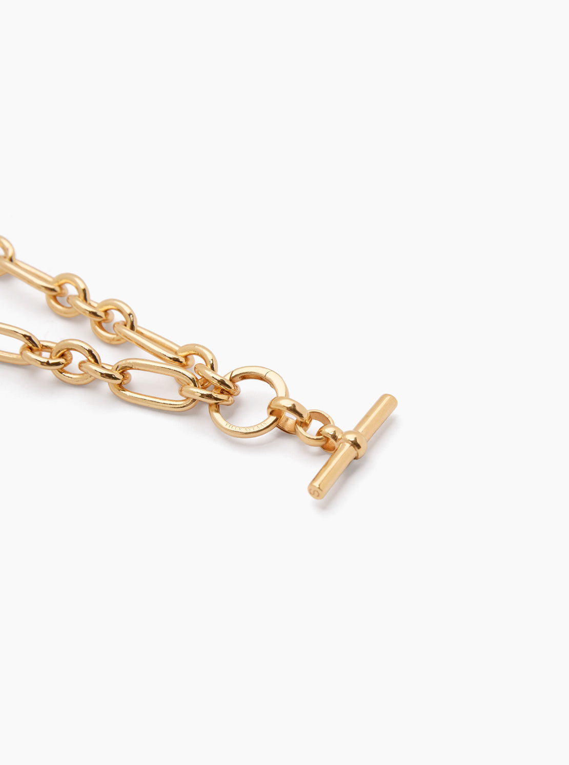 Small Gold T-bar on Clipt Watch Chain Necklace
