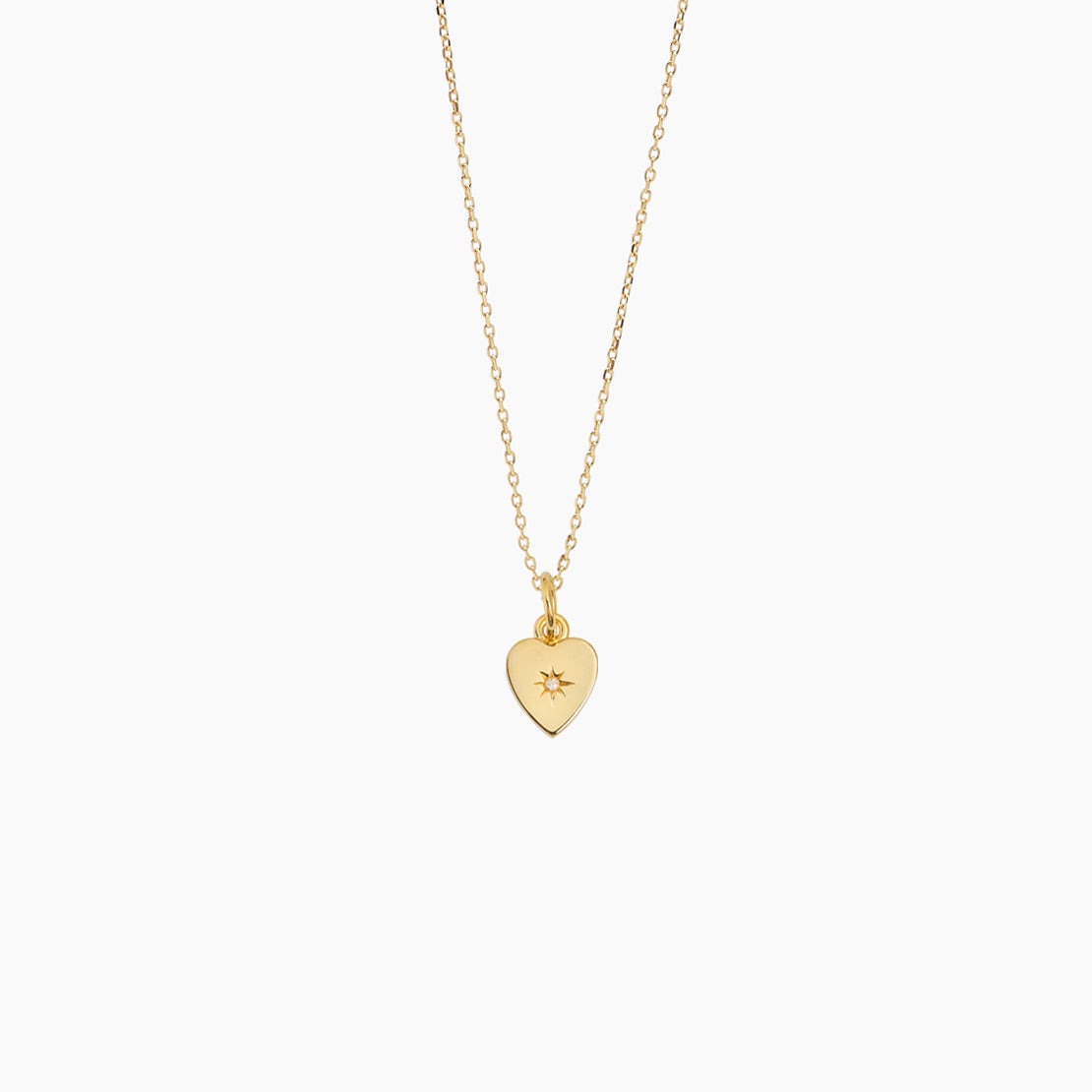 Small Gold Jewelled Flat Heart on Trace Chain