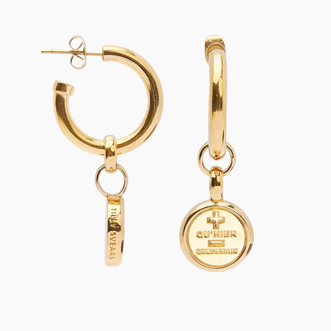 Gold Que Demain Disc Earrings