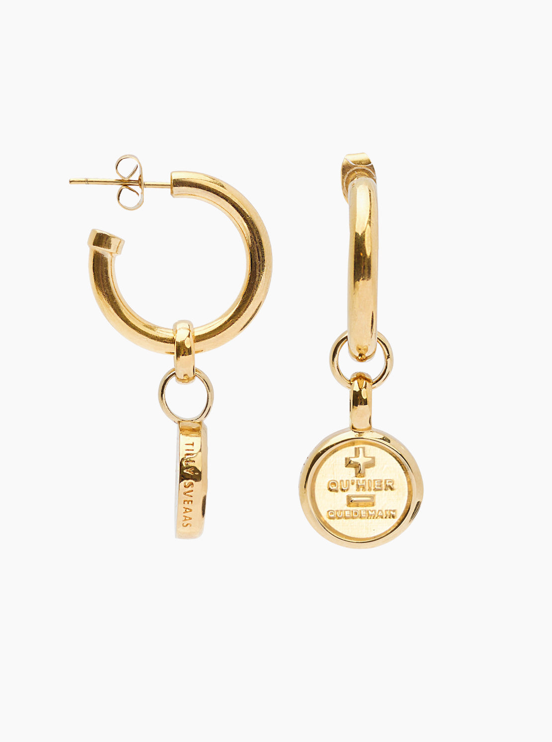 Gold Que Demain Disc Earrings