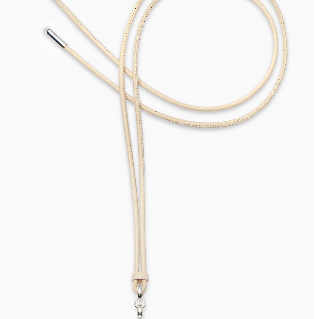 Medium Silver T-Bar on Champagne Leather Necklace