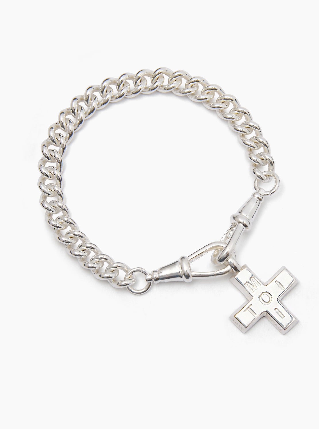 Large Silver Moi + Toi on Medium Curb Clipt Bracelet