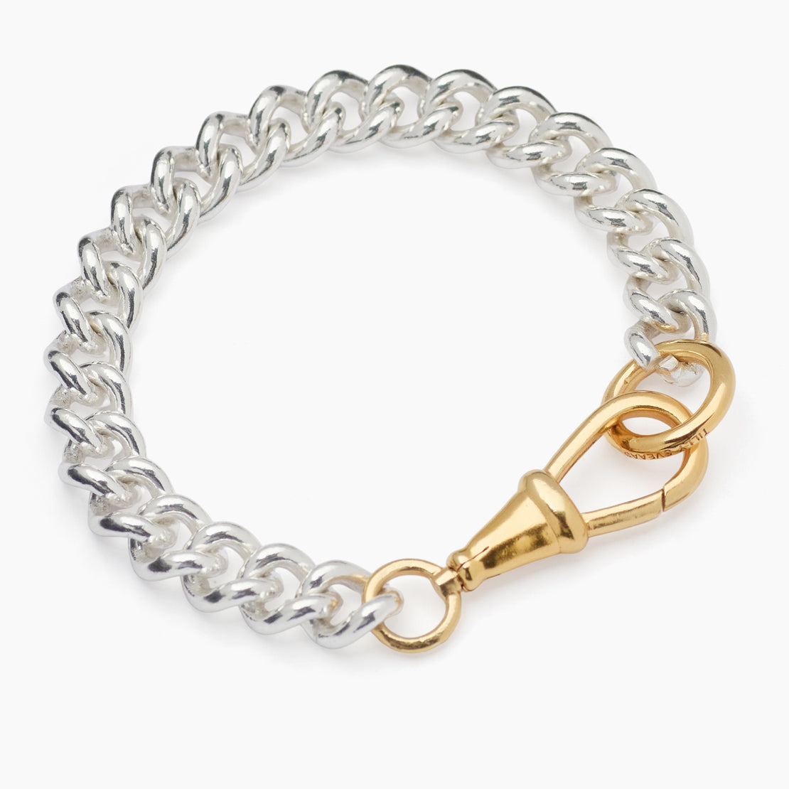Large Silver and Gold Curb Clipt Bracelet