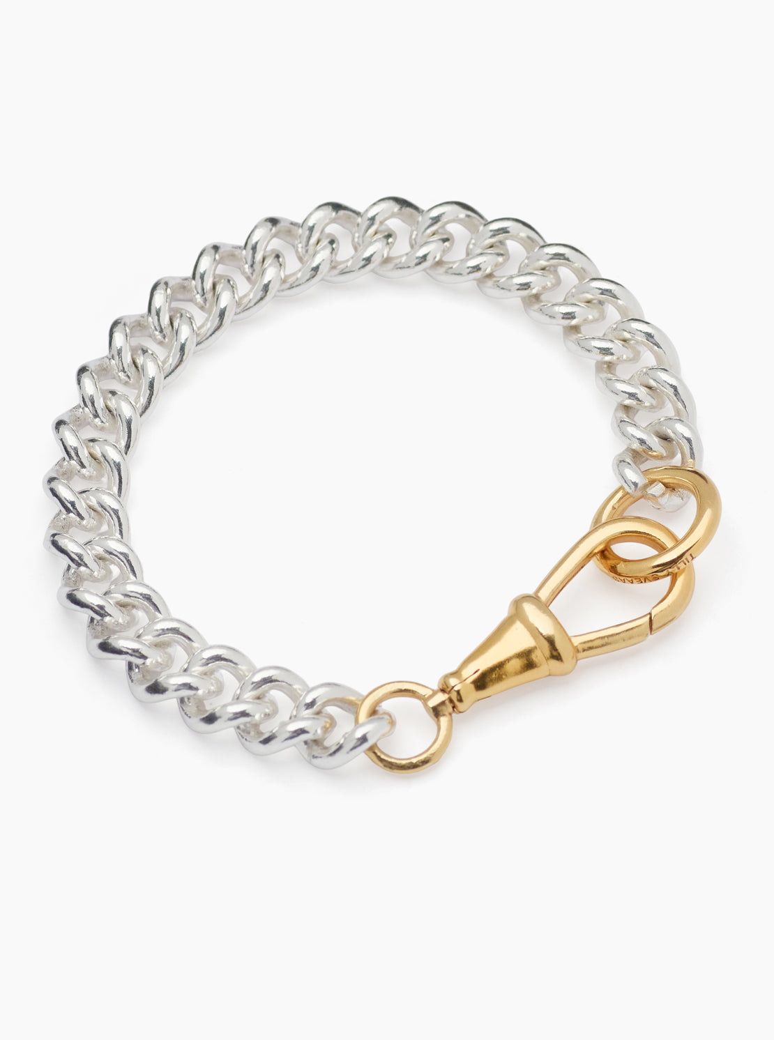 Large Silver and Gold Curb Clipt Bracelet
