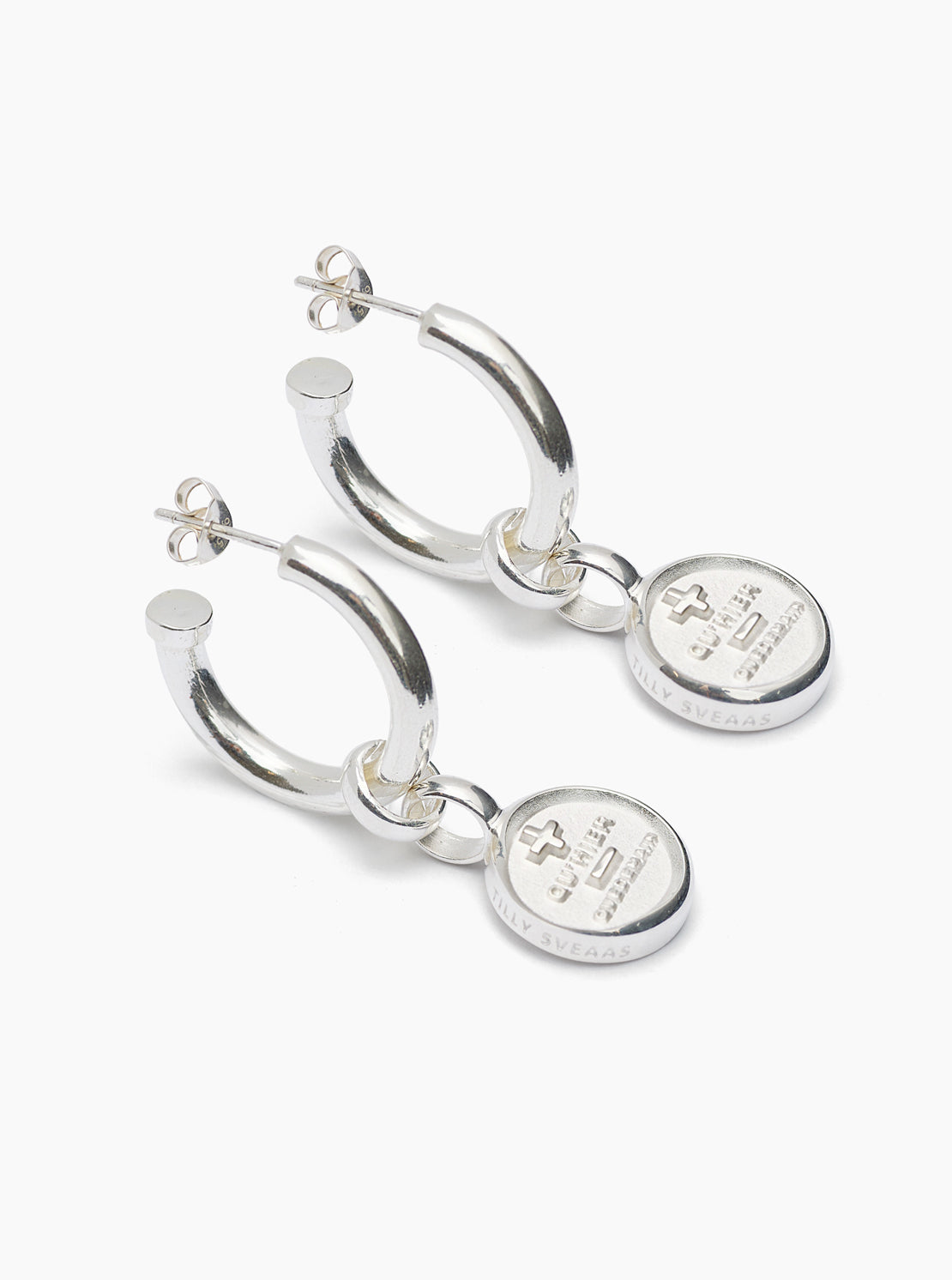 Silver Que Demain Disc Earrings