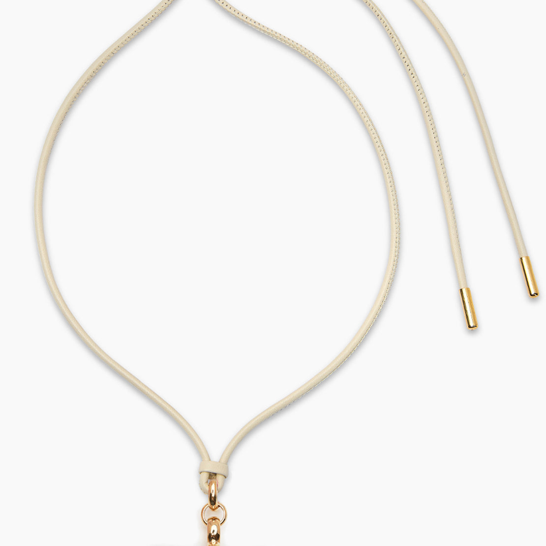 Giant Gold T-Bar on Champagne Leather Necklace