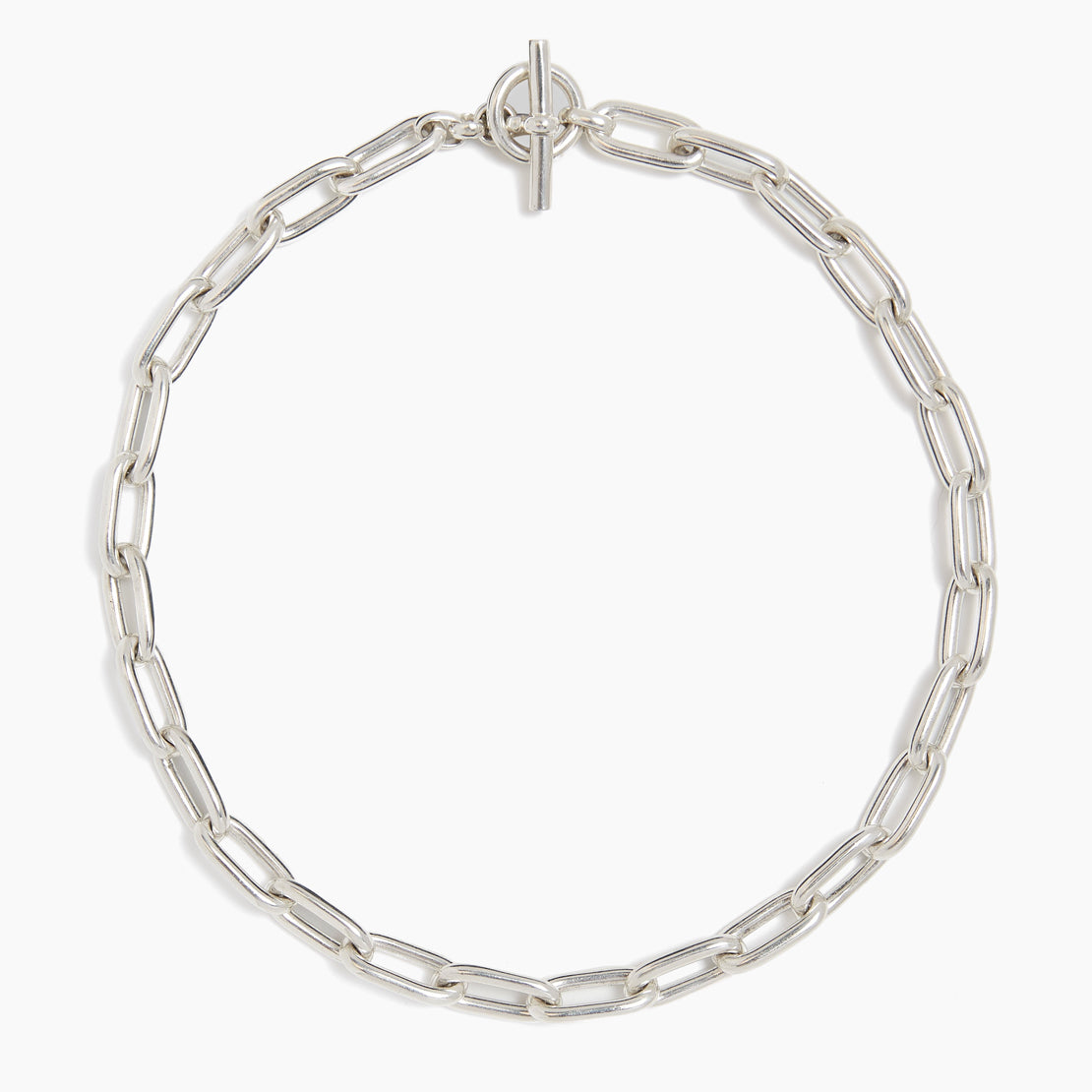 Small Silver Oval Chain Necklace