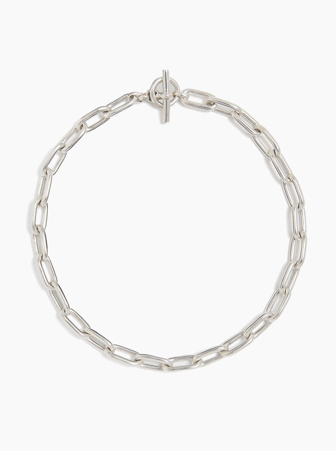 Small Silver Oval Chain Necklace