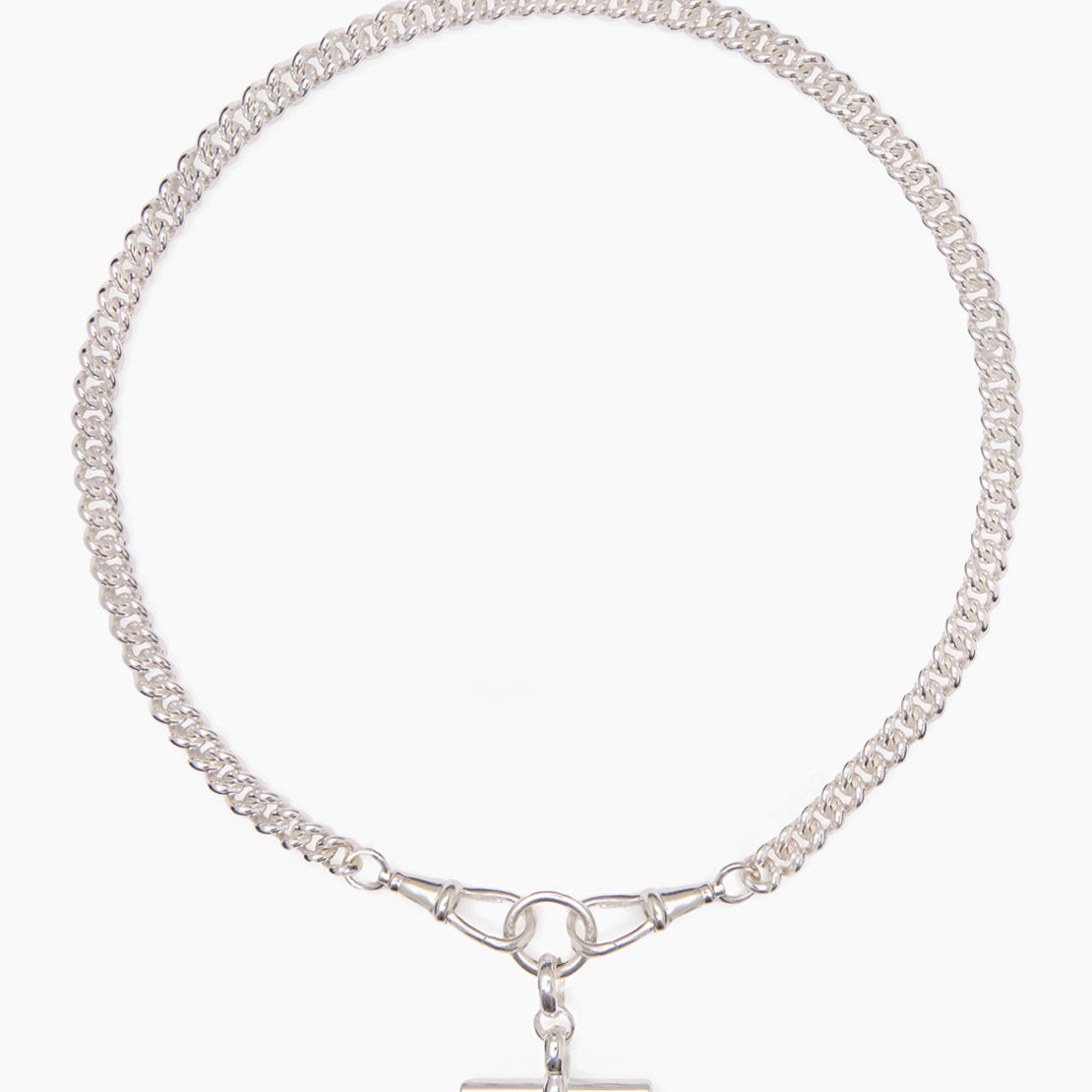 Medium Silver T-bar on Medium Curb Clipt Necklace