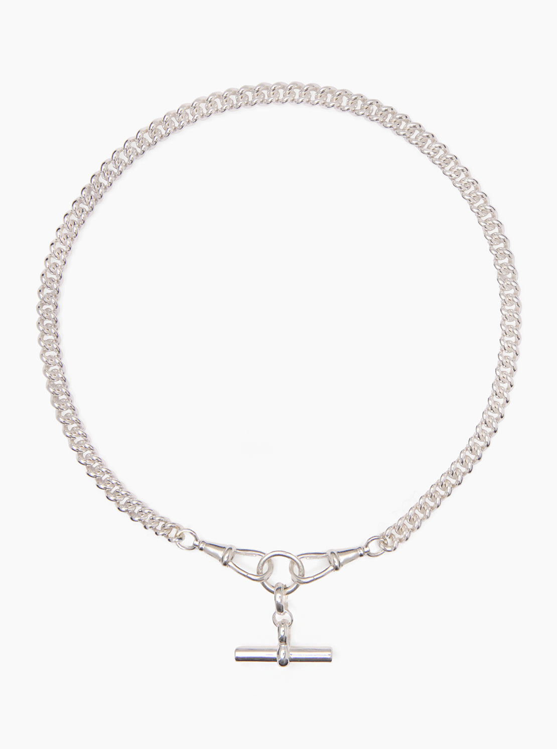 Medium Silver T-bar on Medium Curb Clipt Necklace