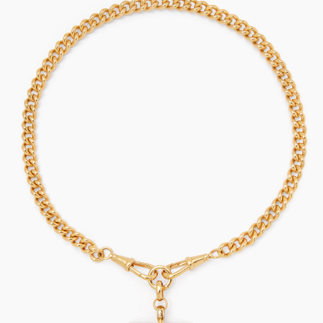 Medium Gold T-bar on Medium Curb Clipt Necklace