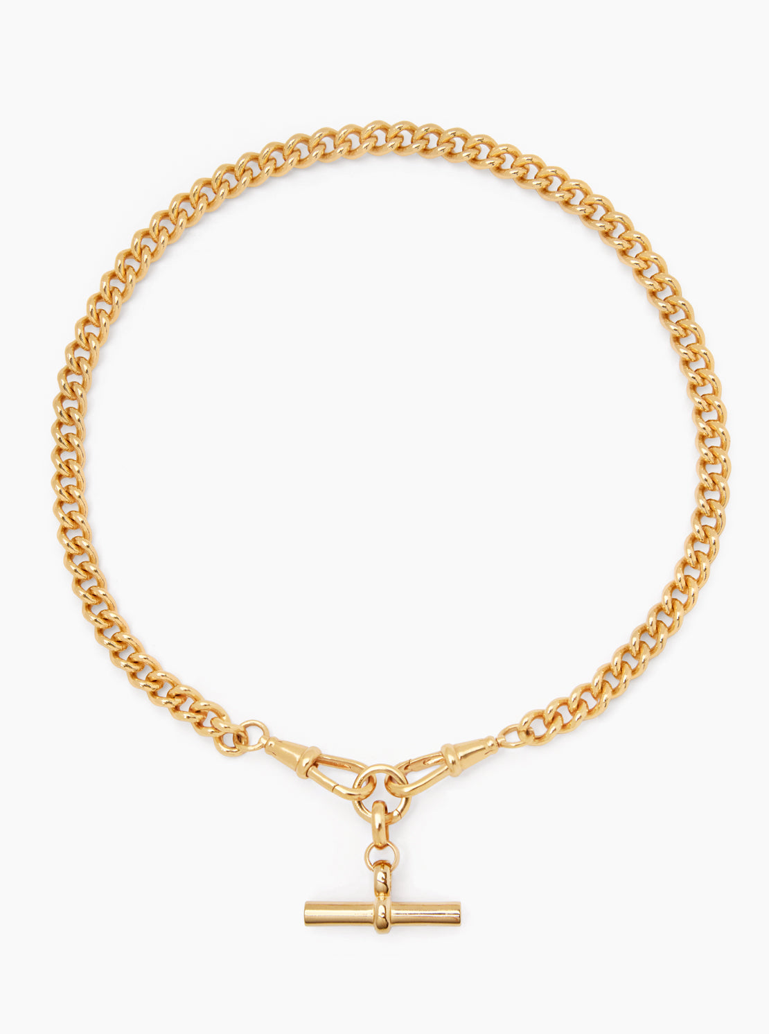 Medium Gold T-bar on Medium Curb Clipt Necklace