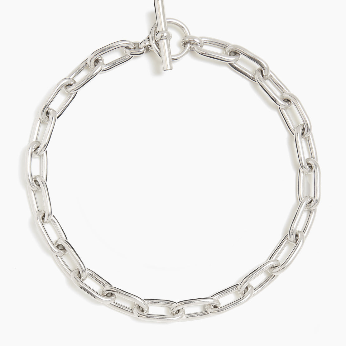 Medium Silver Oval Chain Necklace