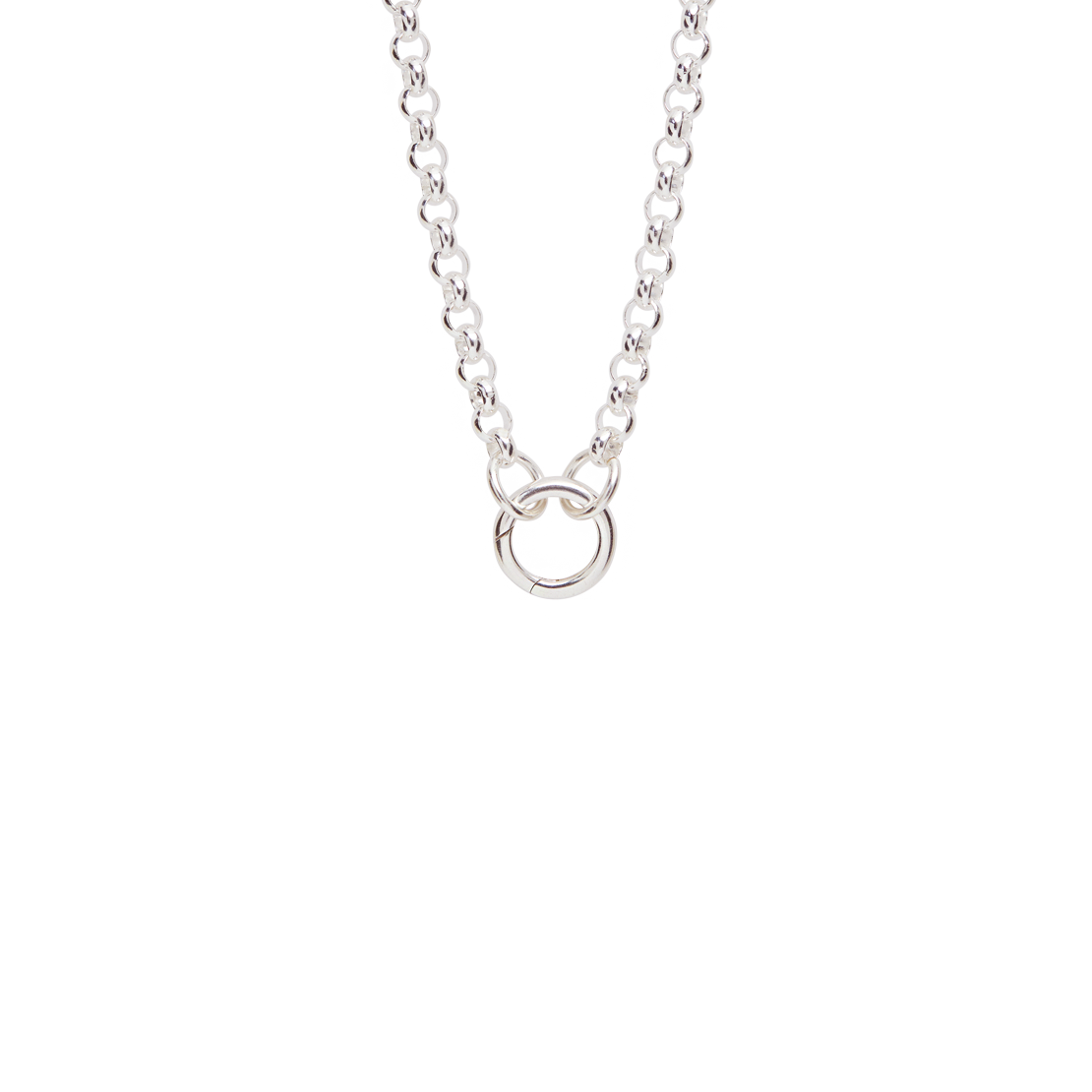 Chunky Silver Belcher Gate Clip Necklace
