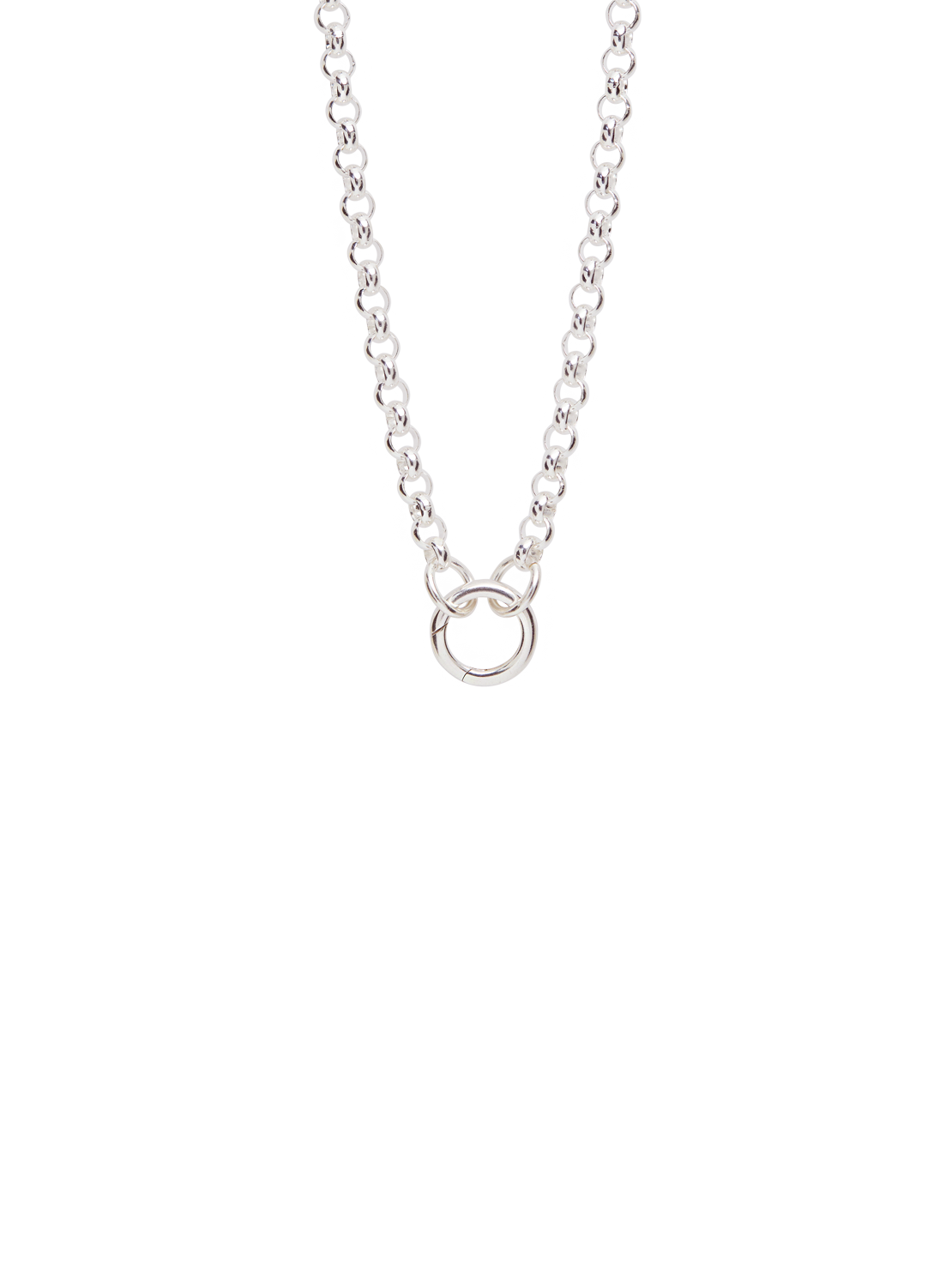 Chunky Silver Belcher Gate Clip Necklace