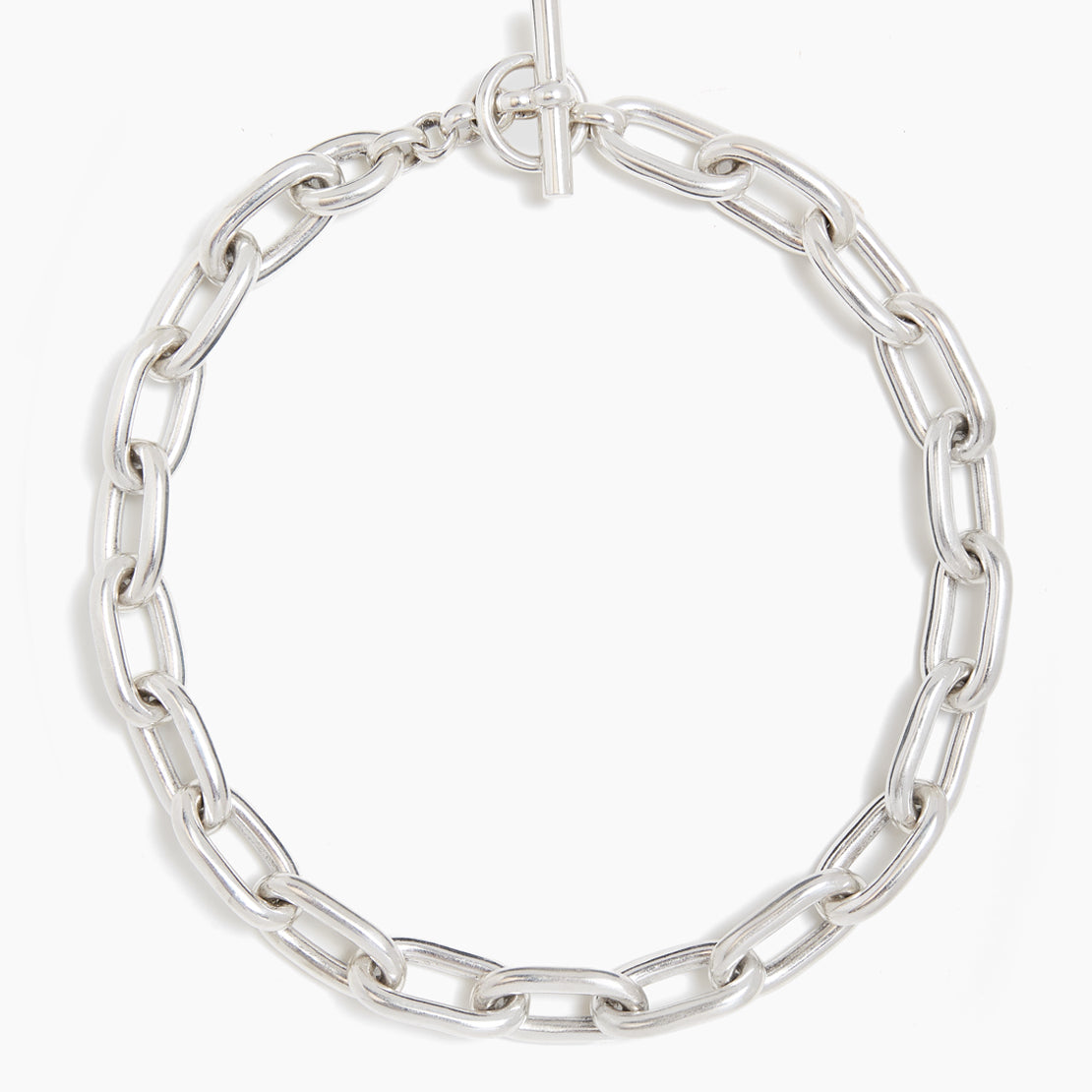 Large Silver Oval Link Necklace
