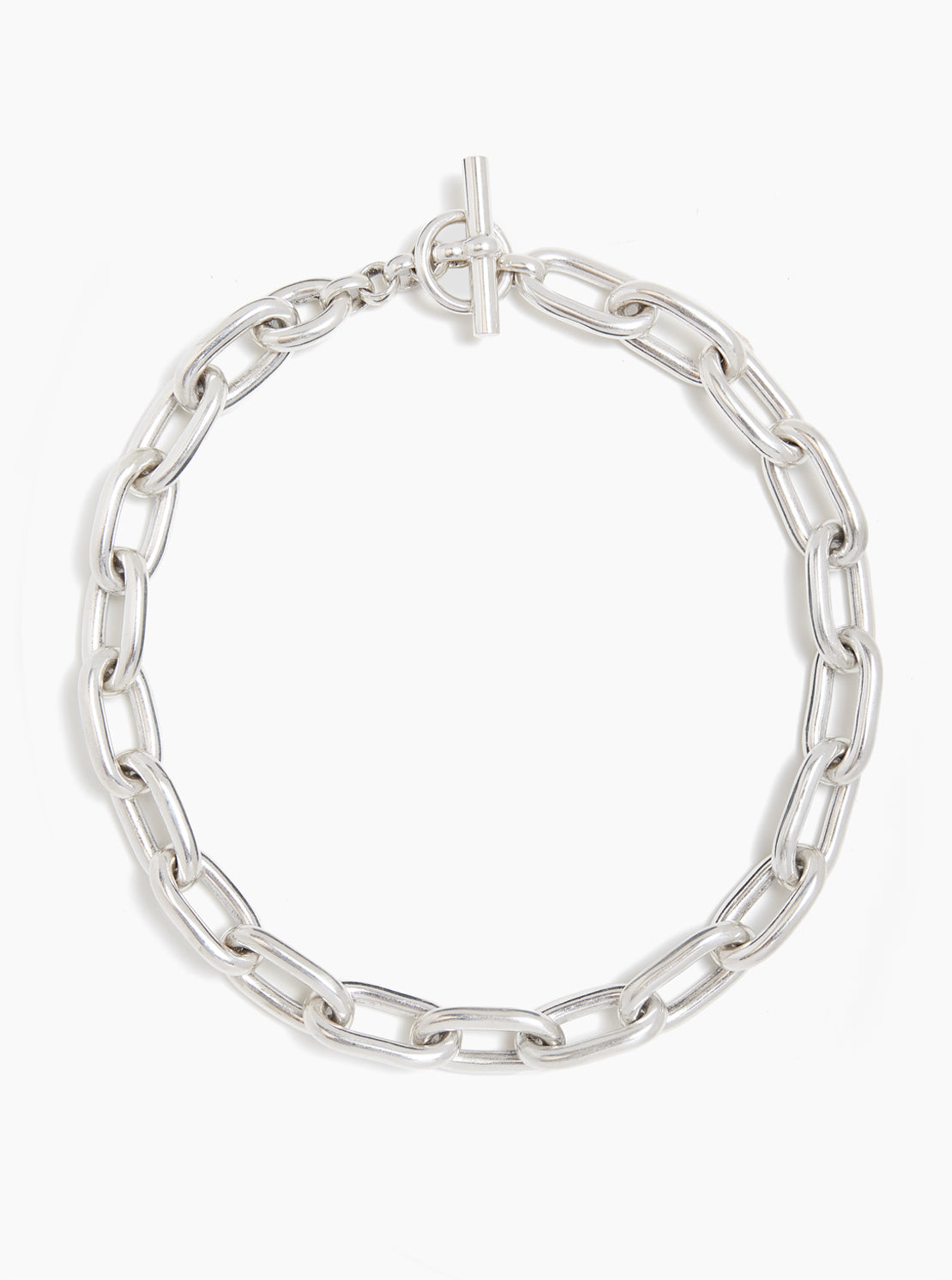 Large Silver Oval Link Necklace