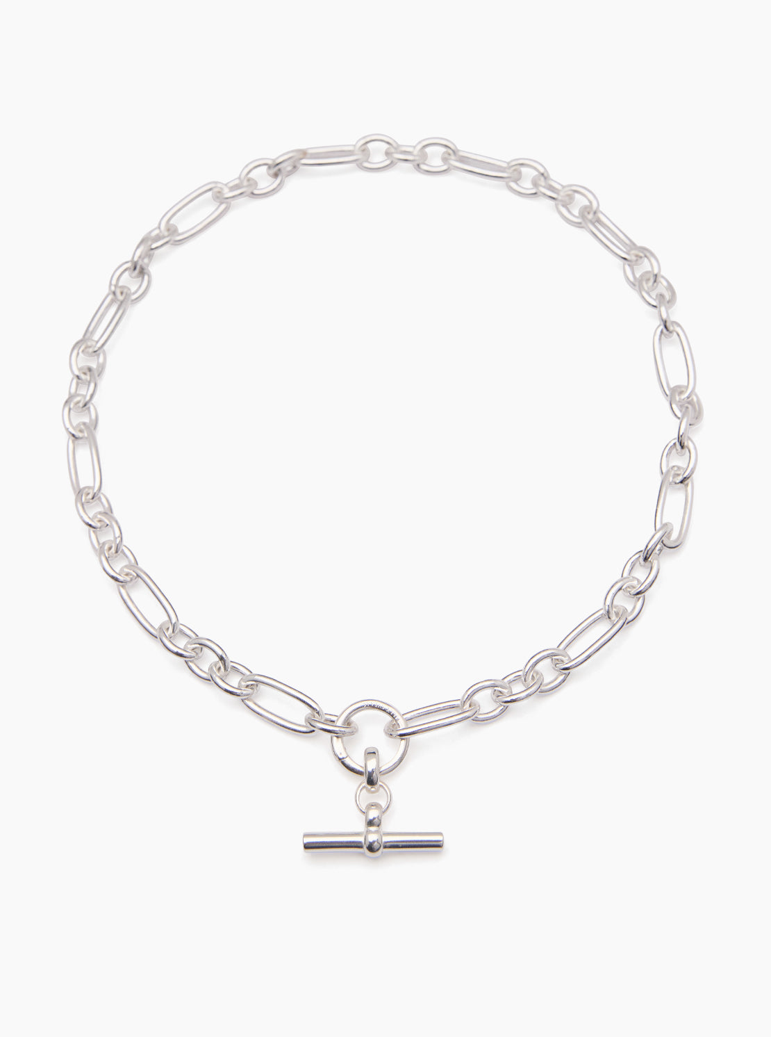 Small Silver T-bar on Clipt Watch Chain Necklace