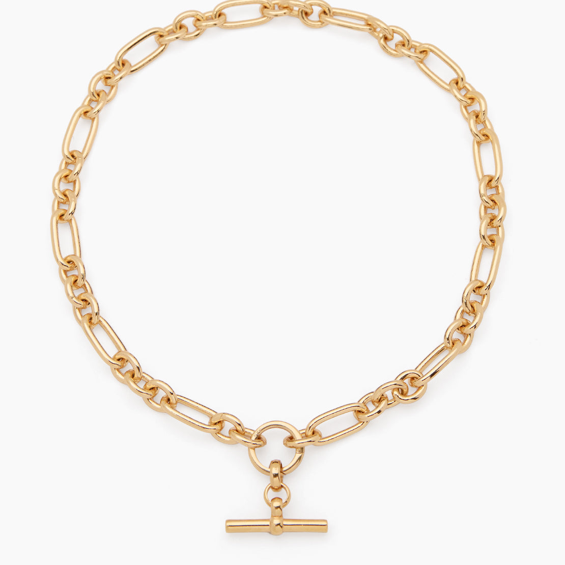 Small Gold T-bar on Clipt Watch Chain Necklace