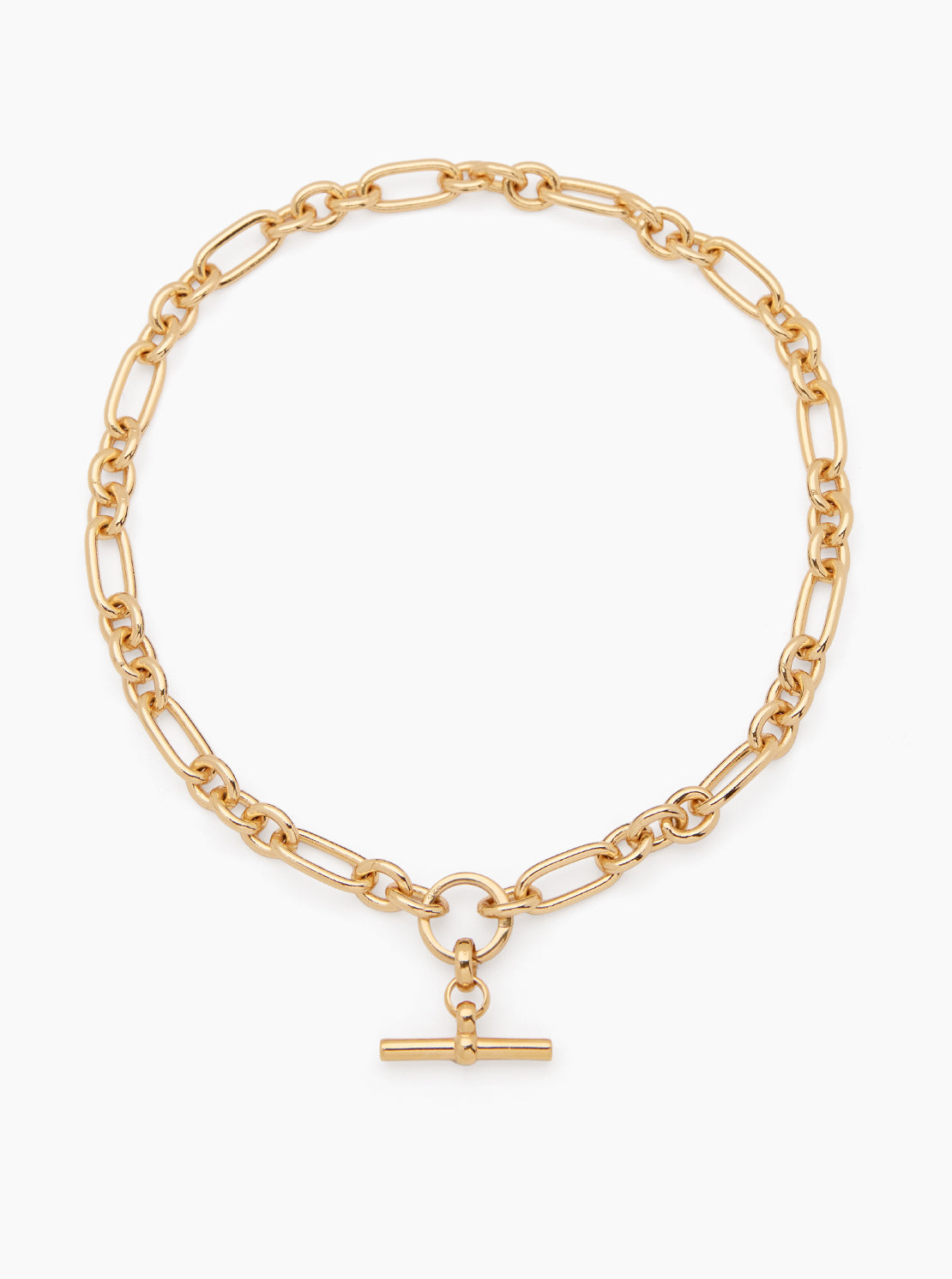 Small Gold T-bar on Clipt Watch Chain Necklace