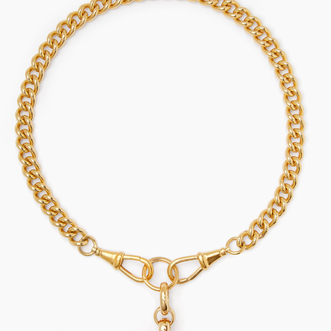 Giant Gold T-bar on Large Curb Clipt Necklace
