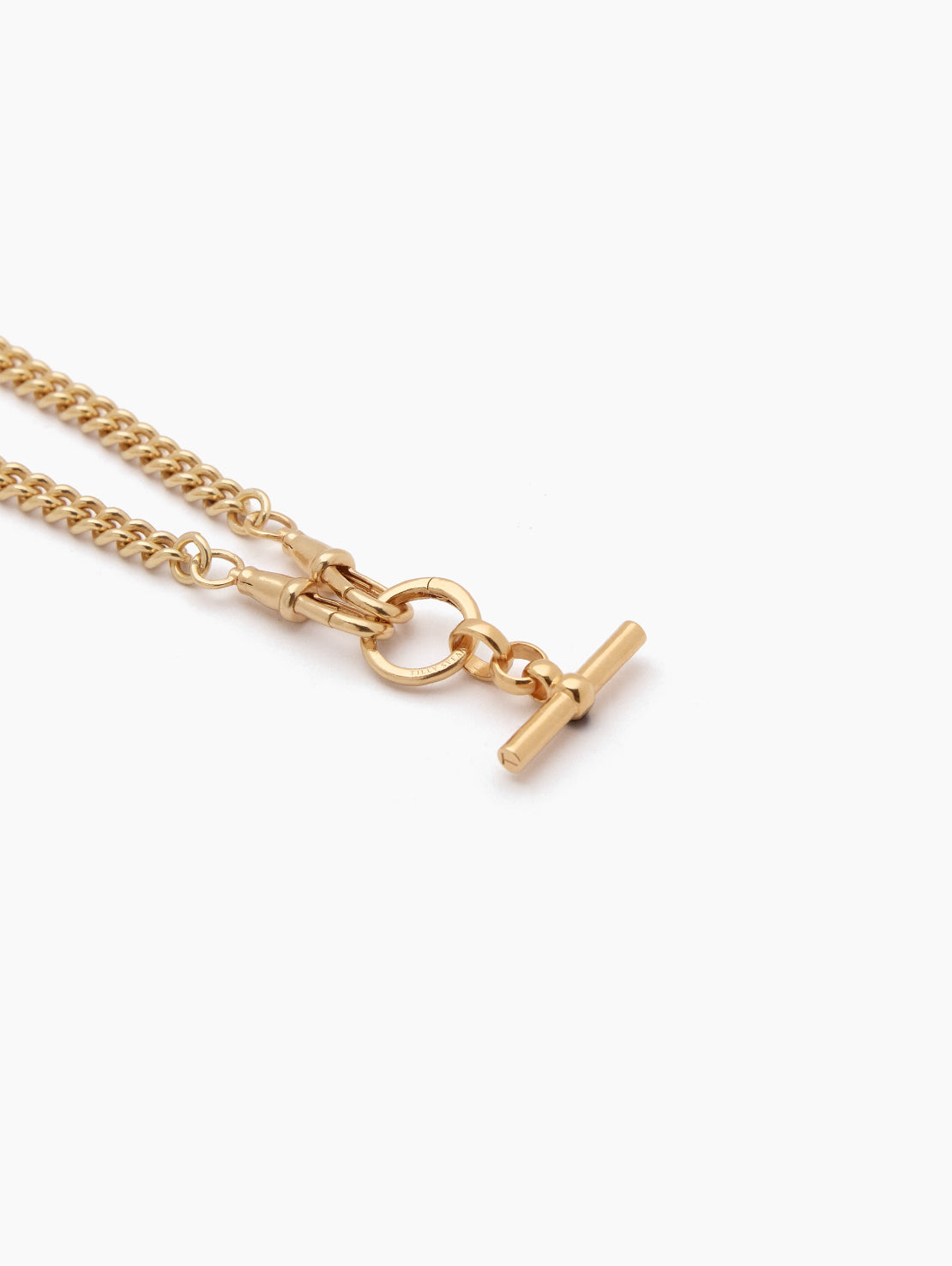 Small Gold T-bar on Slim Curb Clipt Necklace