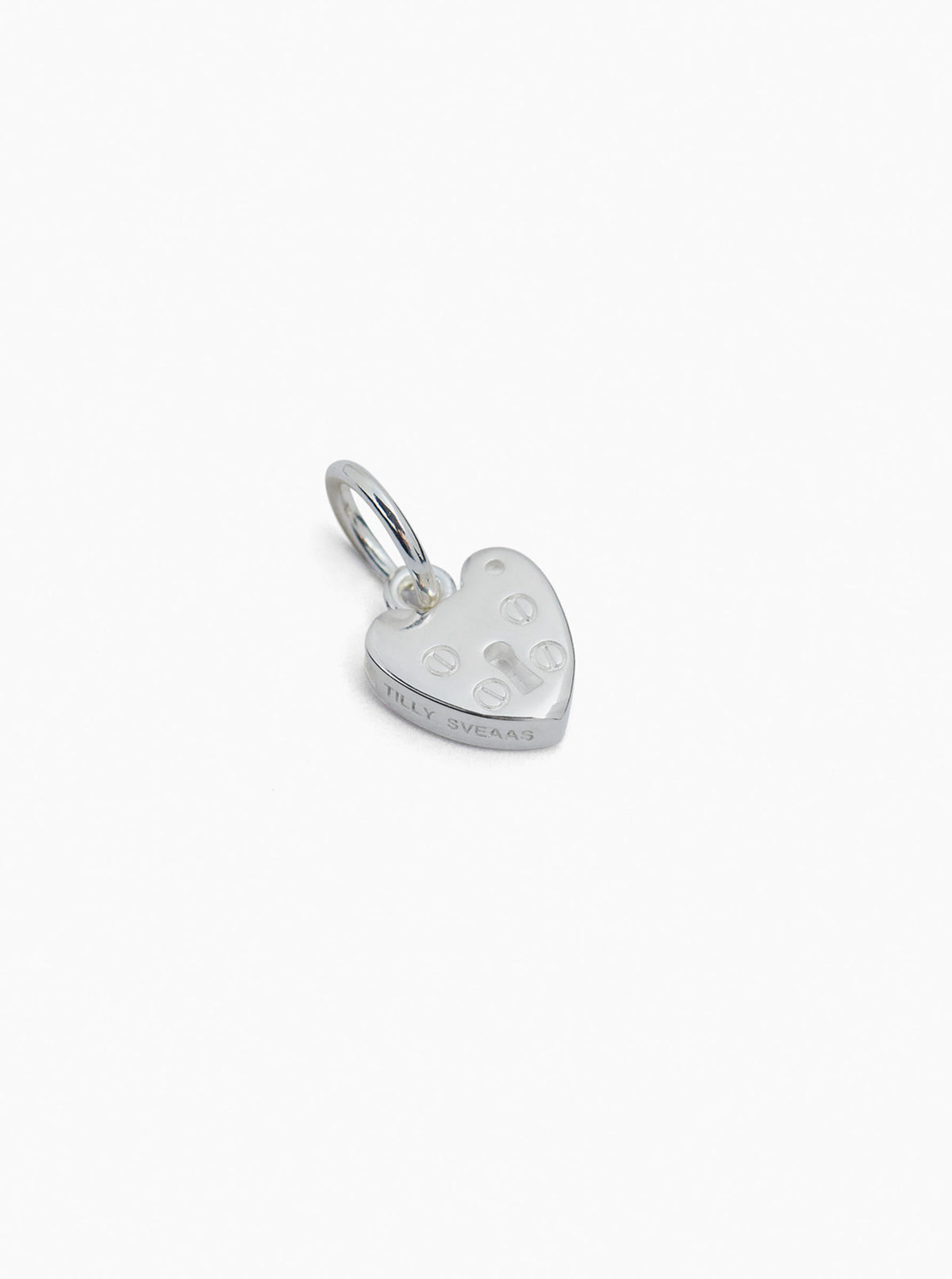 Small silver heart padlock charm with clasp loop