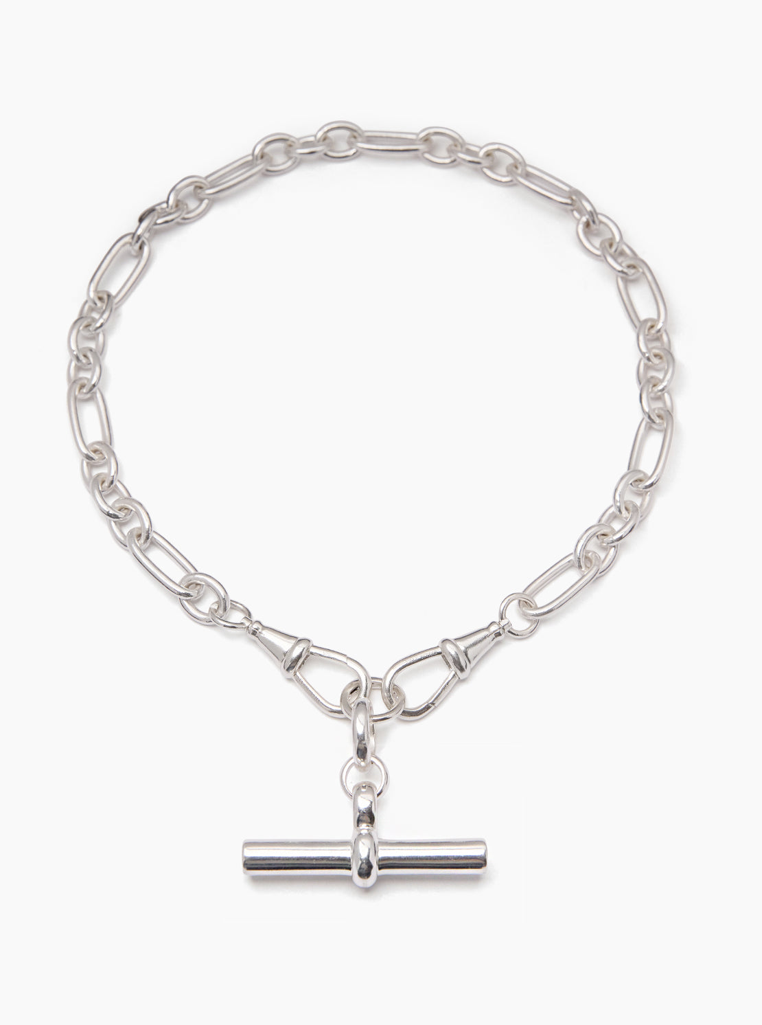 Giant Silver T-bar on Watch Clipt Necklace